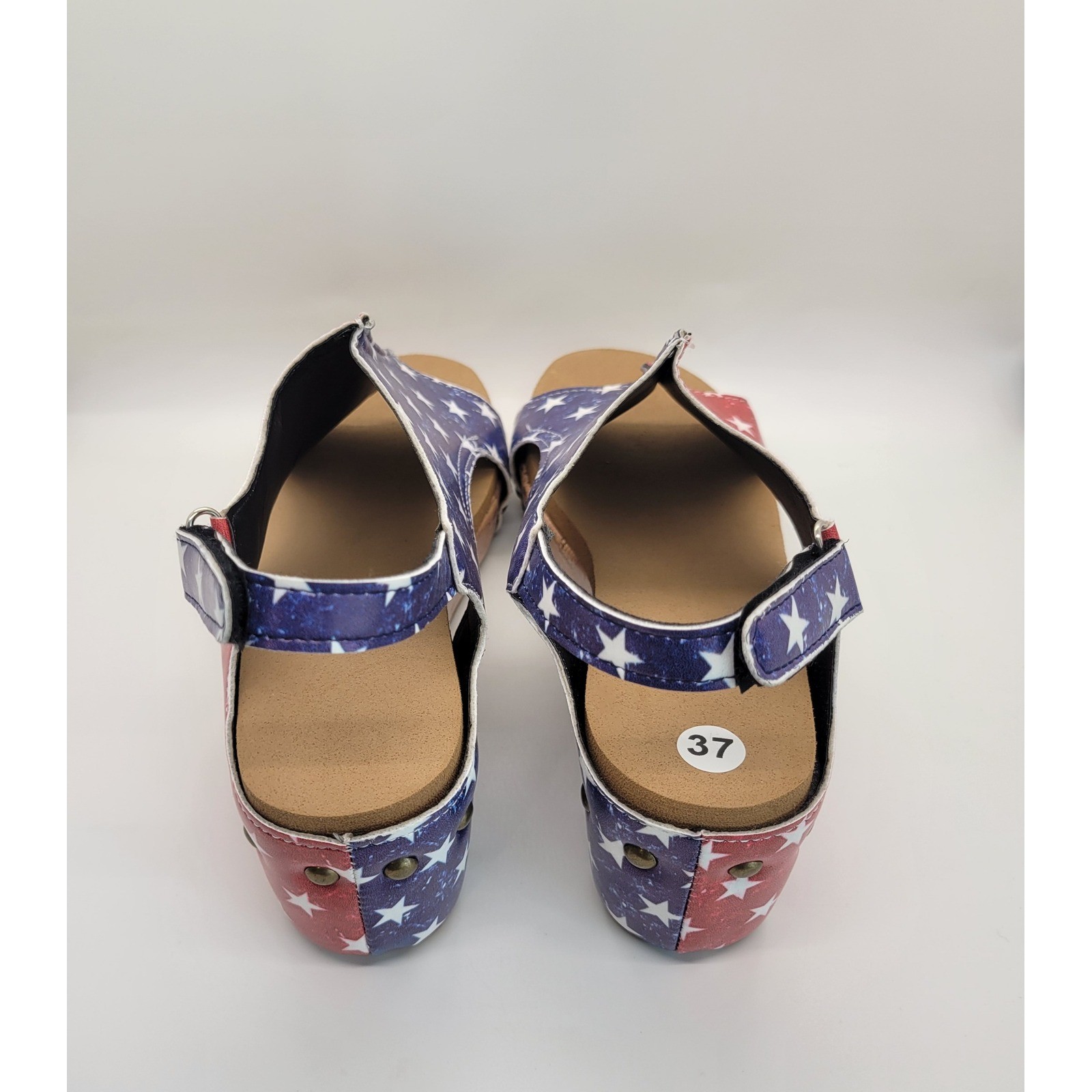 Women’s American Flag Wedge Sandals EU 37 US 6 Patriotic Cork Platform Slingback