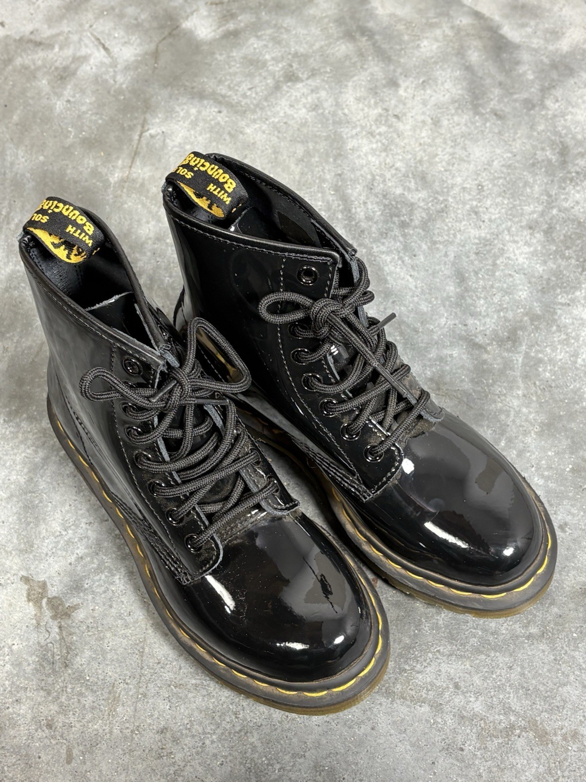 Dr. Martens 1460 Black Leather 8-Eye Lace Up Combat Boots W Size 6 M Size 5