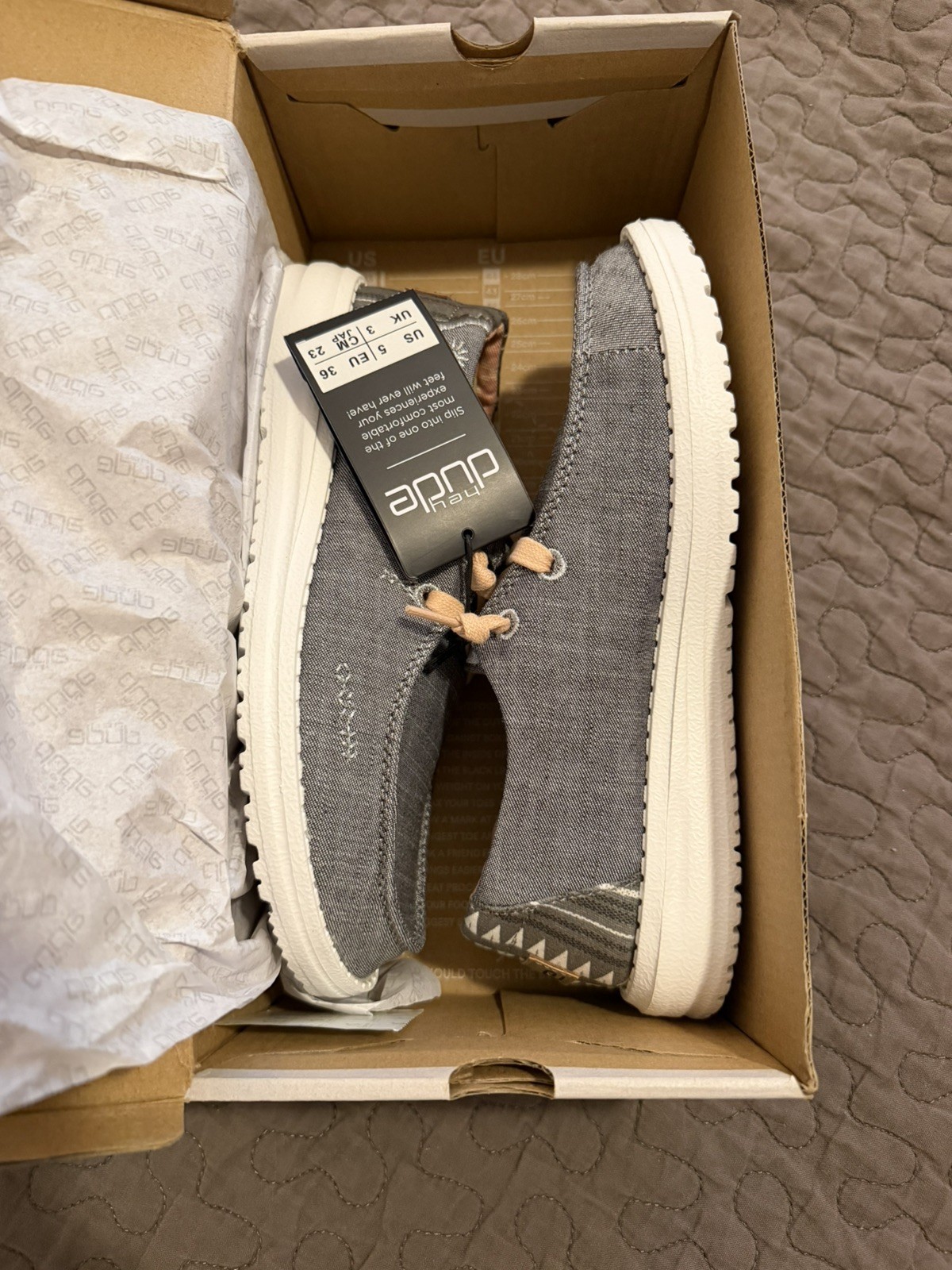 Hey Dude Women’s Wendy Shoes Boho Grey – US Women’s 5- 1214132238