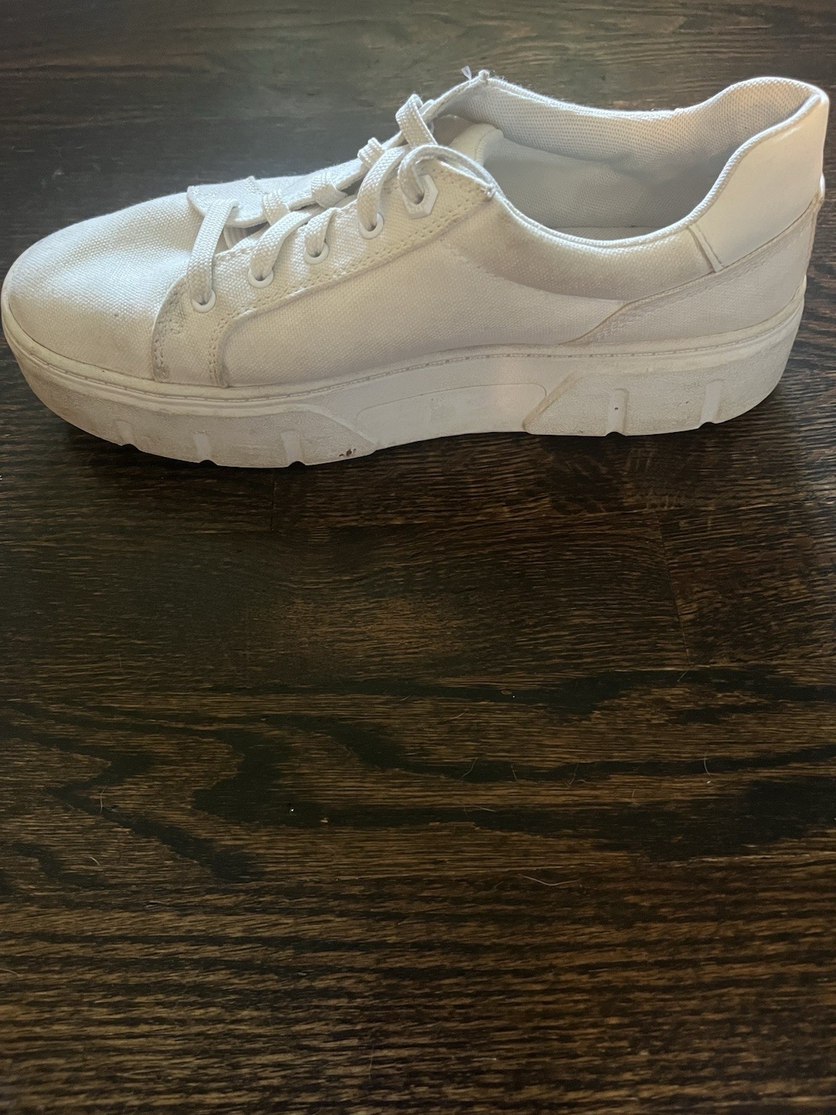 Timberland White Canvas Platform Sneakers Size 8