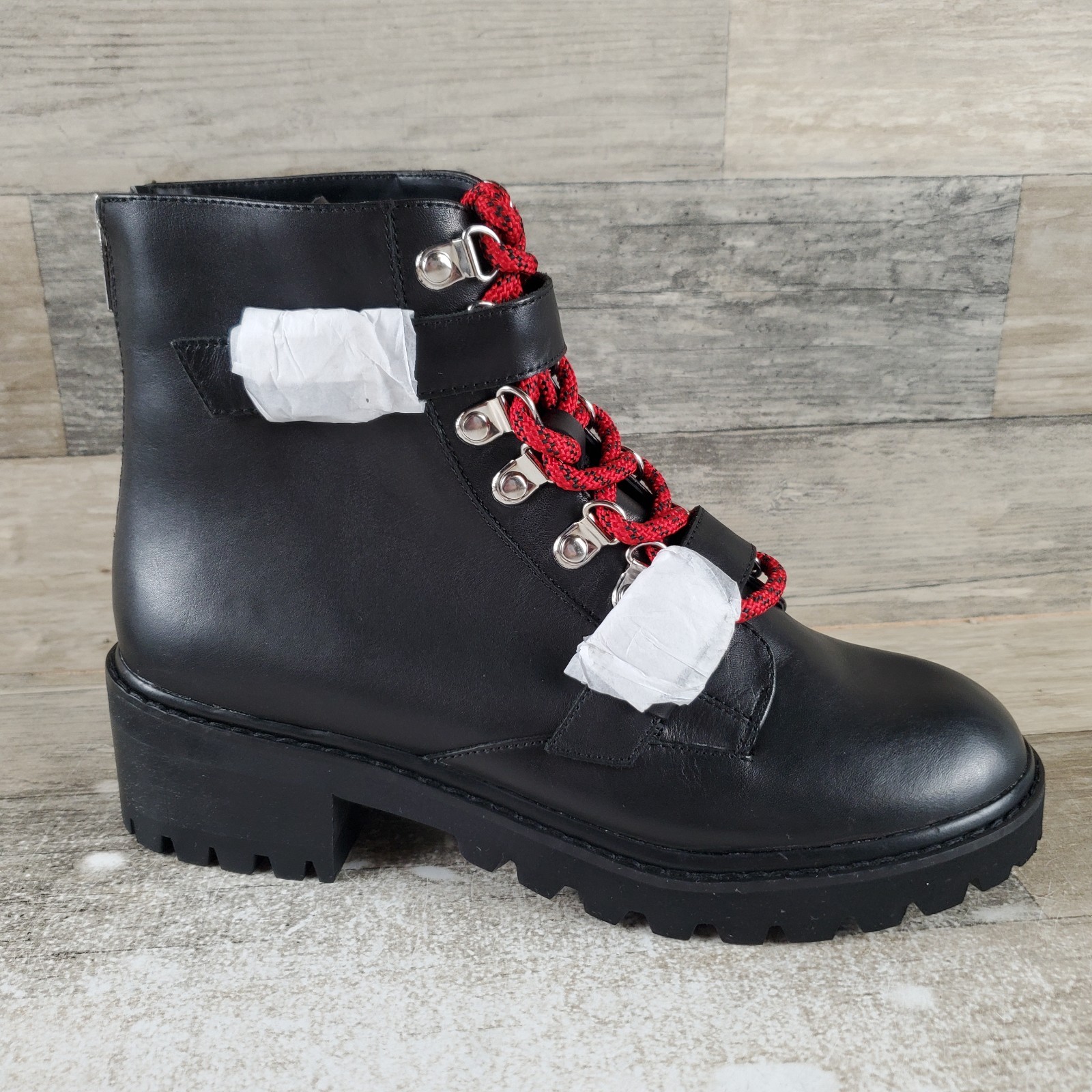 Faryl by Farylrobin Salvo Womens Combat Boots Sz 6.5 Black Leather Back Zipper