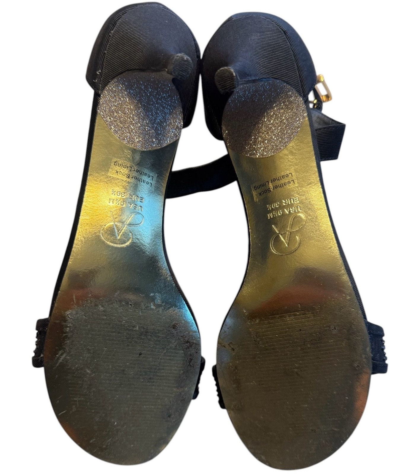 Adrianna Papell Black Beaded Kitten Heel Sandals Size 9.5M