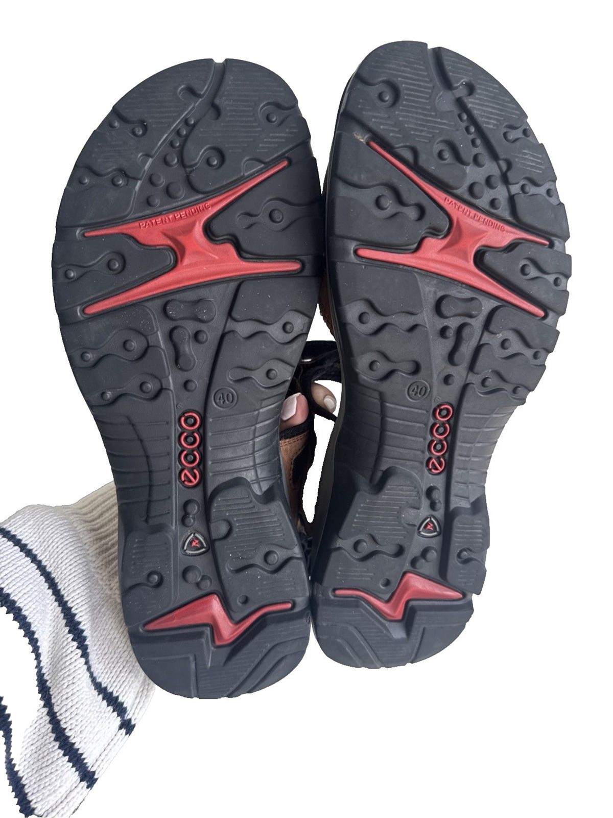 ECCO Yucatan Offroad Sandals Womens 9.5 Brown Black Hiking Walking Shoes