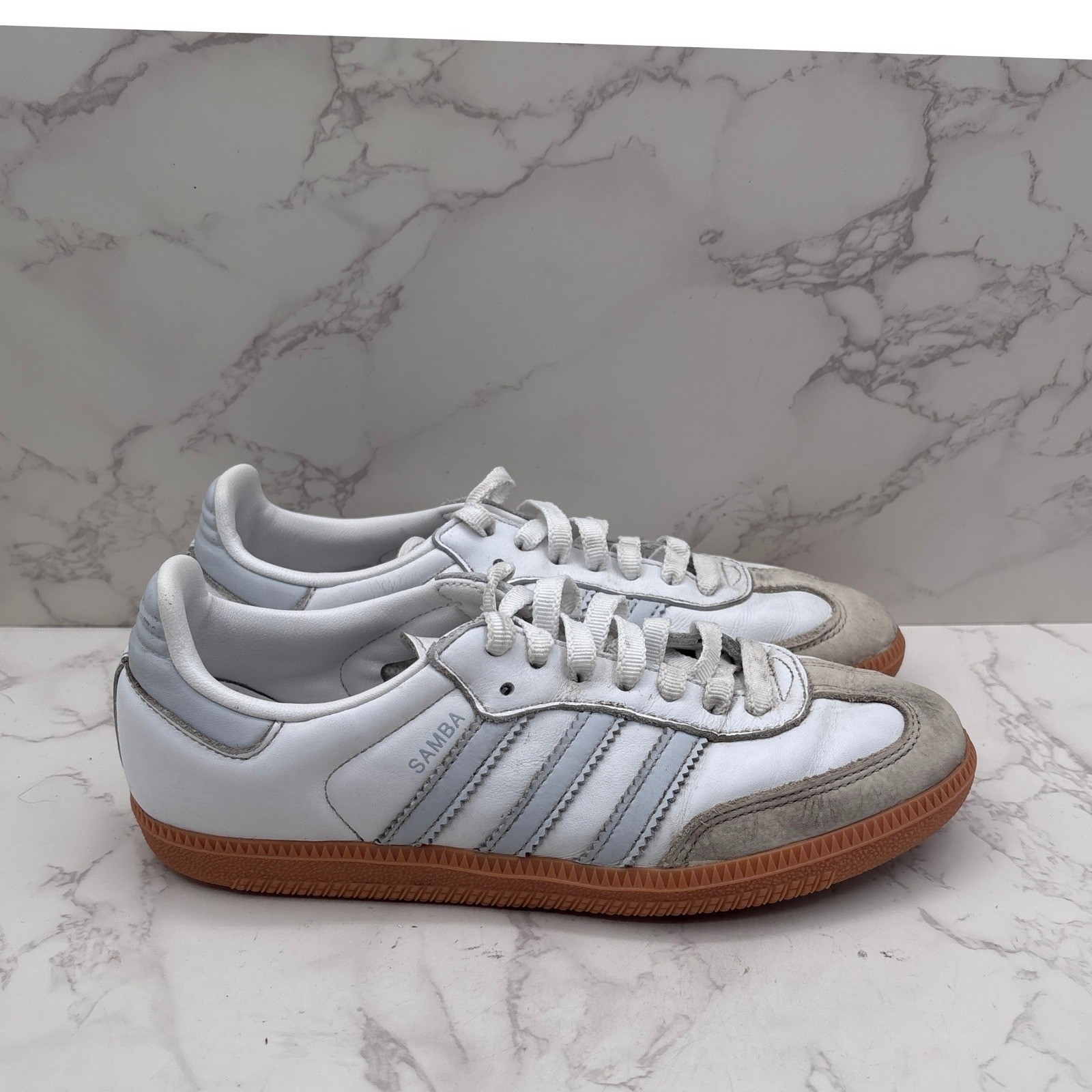 Adidas Samba OG Halo Blue Cloud White Gum Sneakers IE0877 Womens 6 Mens 4.5