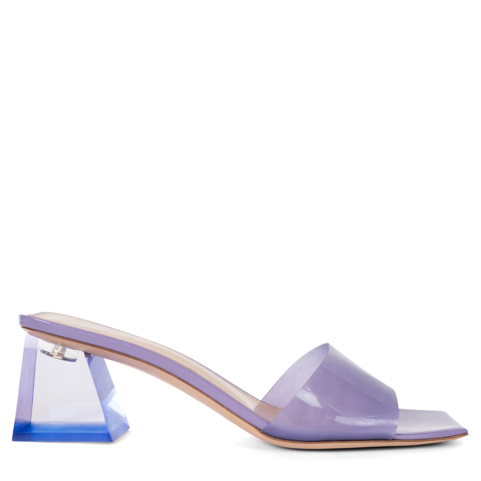 74231 auth GIANVITO ROSSI purple plexi COMSIC 55 GLASS Sandals Shoes 38.5