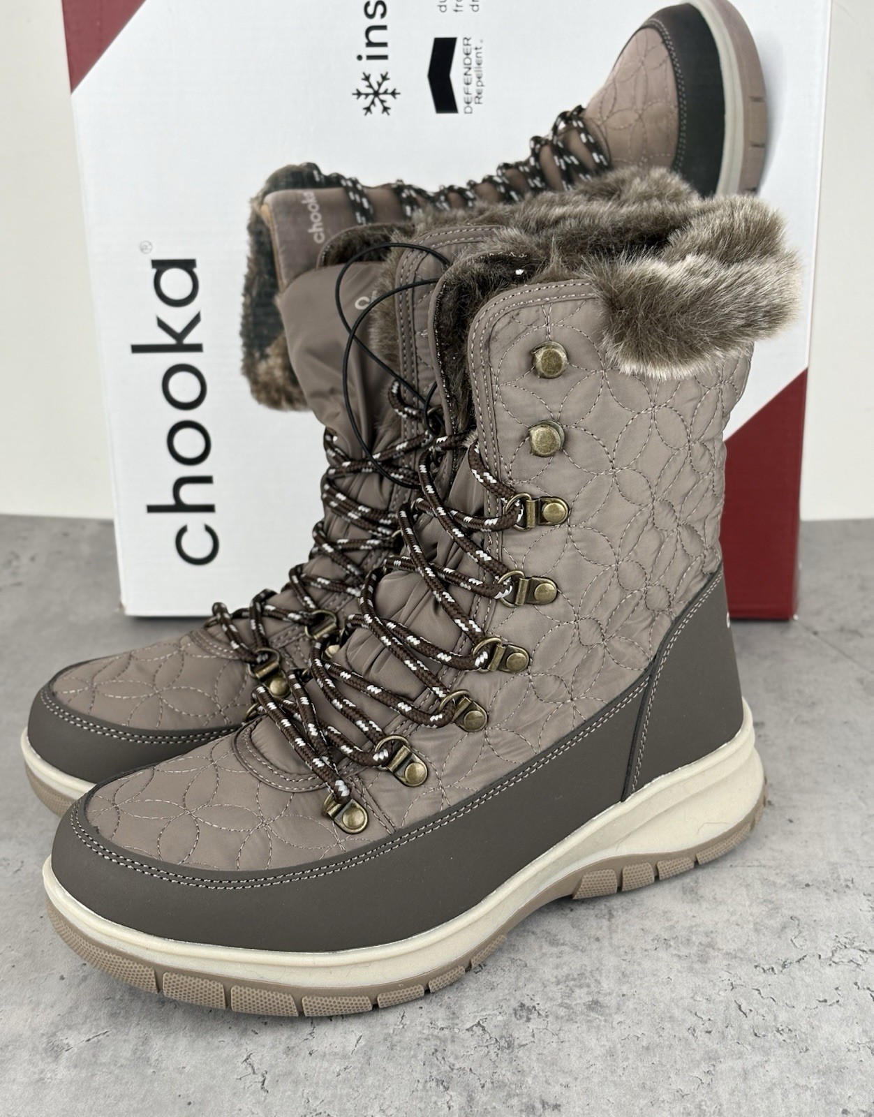 New Chooka Women’s Insulated Belltown Mid Faux Fur Winter Snow Boots Size 8