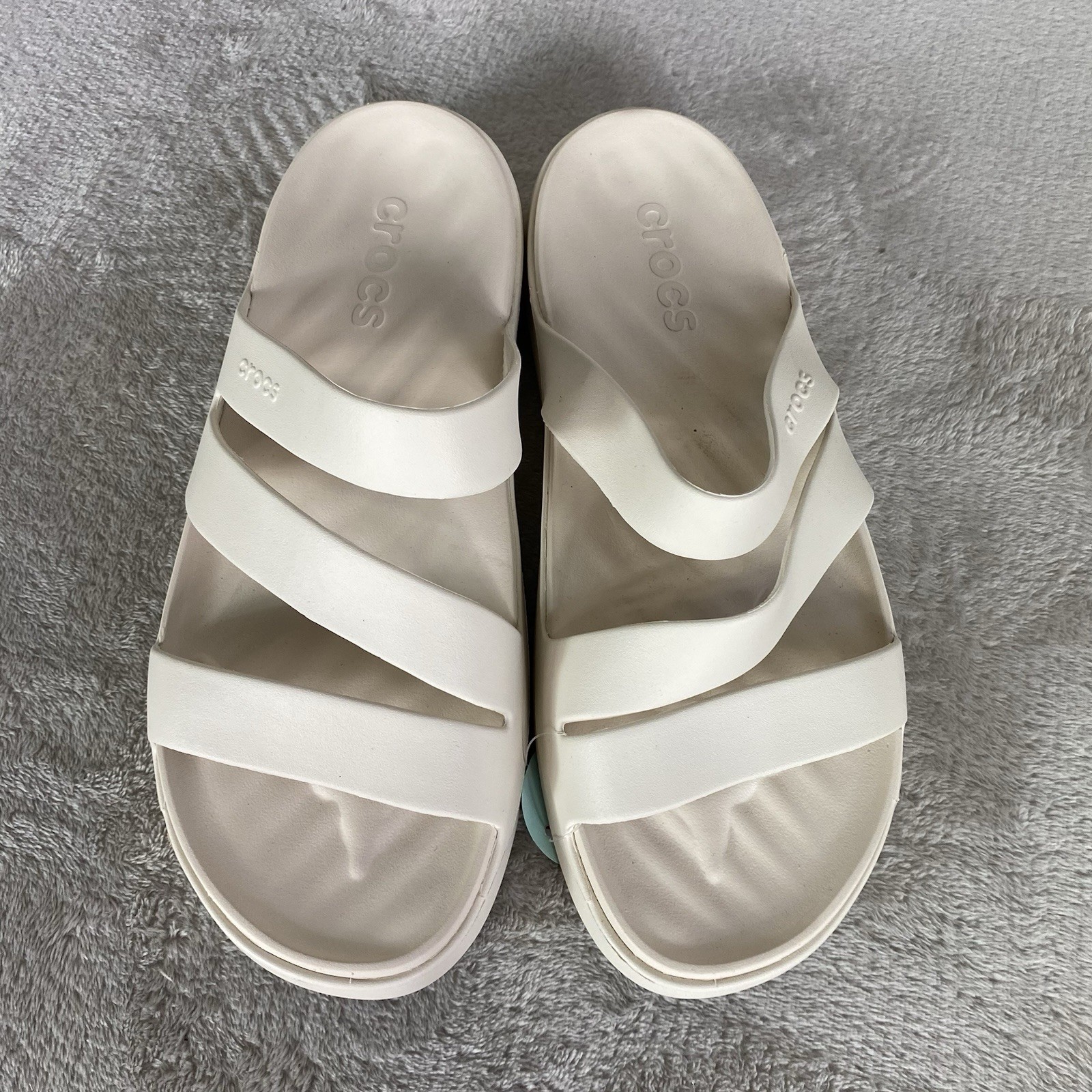 Crocs Getaway Slide Strappy Sandals Womens Size 10 Stucco Off White Platform NEW
