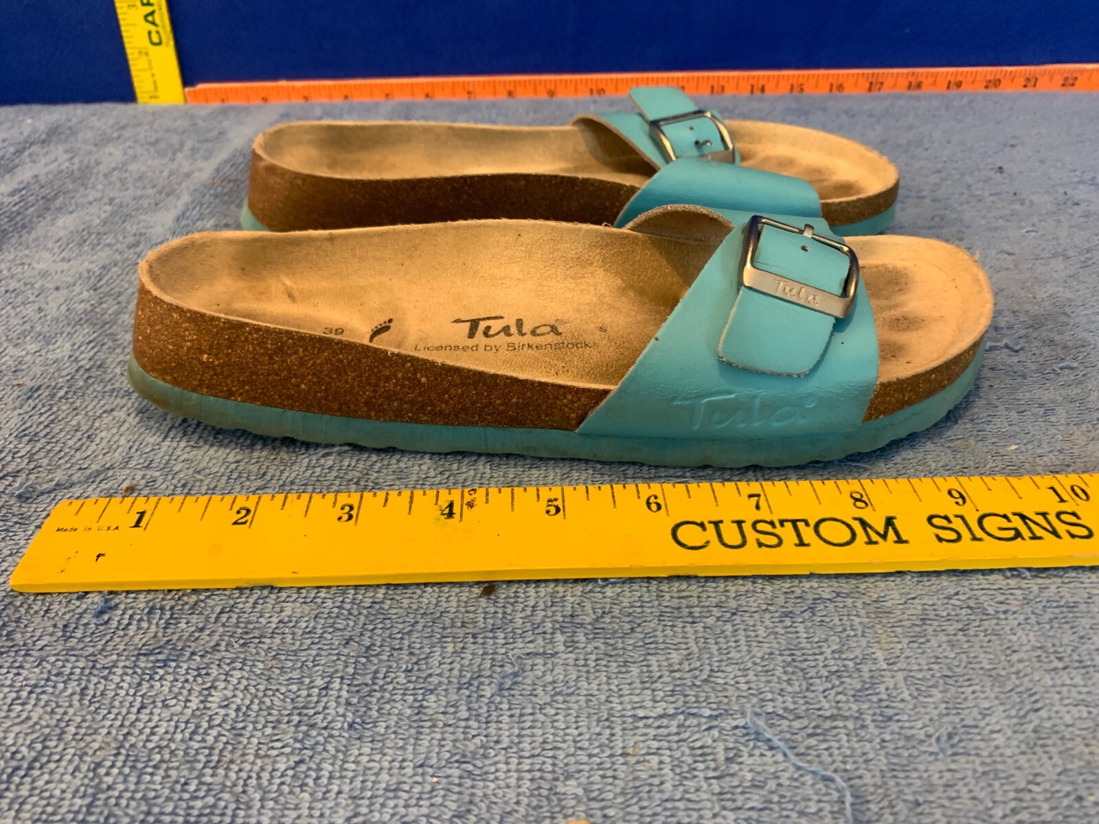 Tula By Birkenstock Madrid Slip On Sandals Slides Turquoise / Blue Size 39 us 8