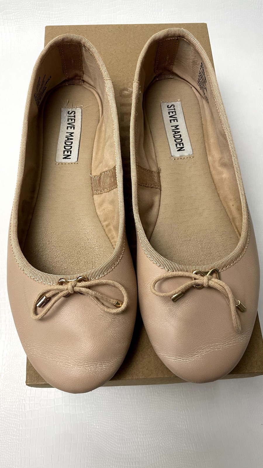 STEVE MADDEN Blossoms Ballet Flats Natural Leather Nude Women’s 6.5 w/ Box