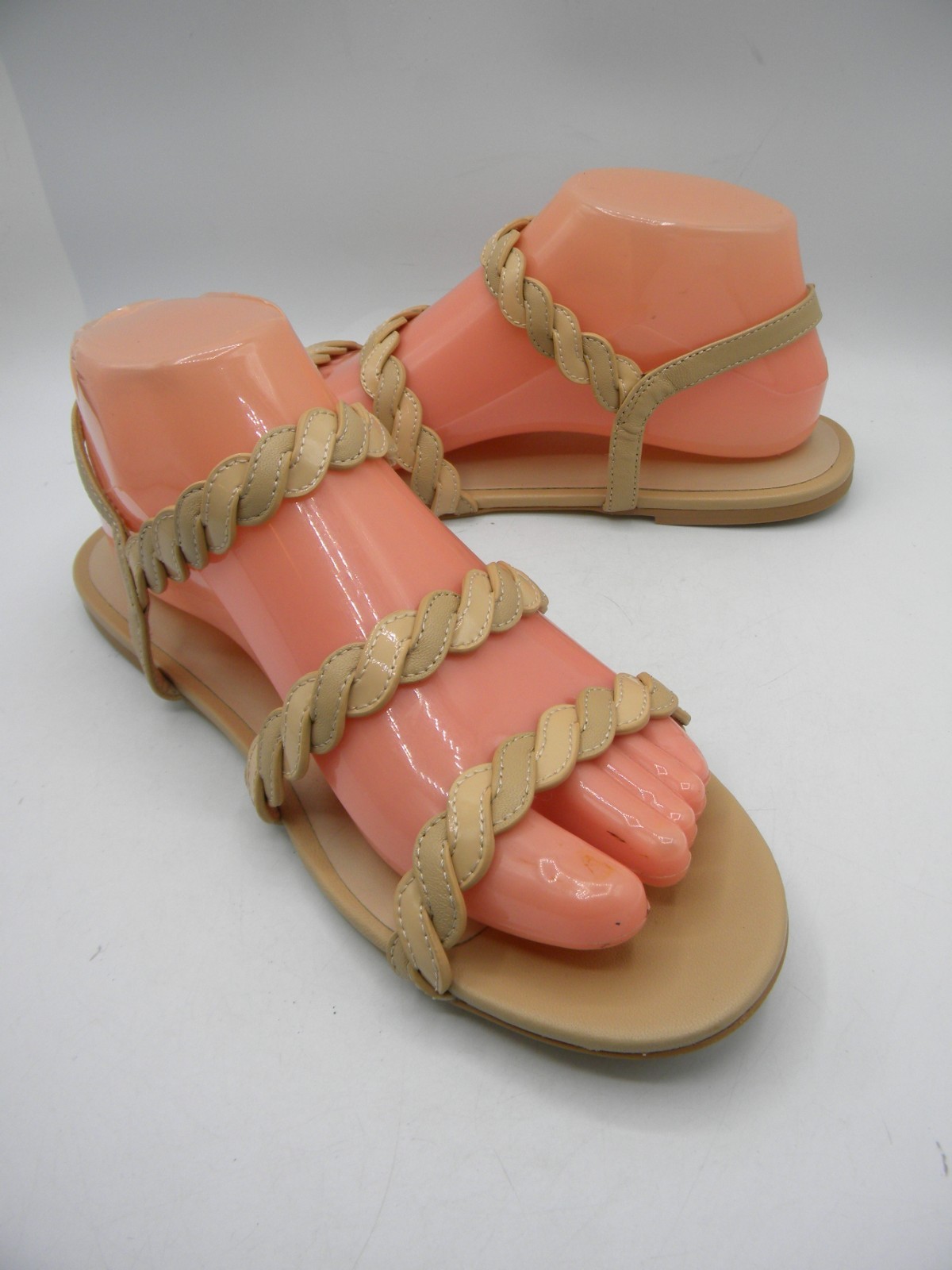 STUART WEITZMAN Twistie Leather Flat Ankle Strap Strappy Sandal Sz 8.5 M