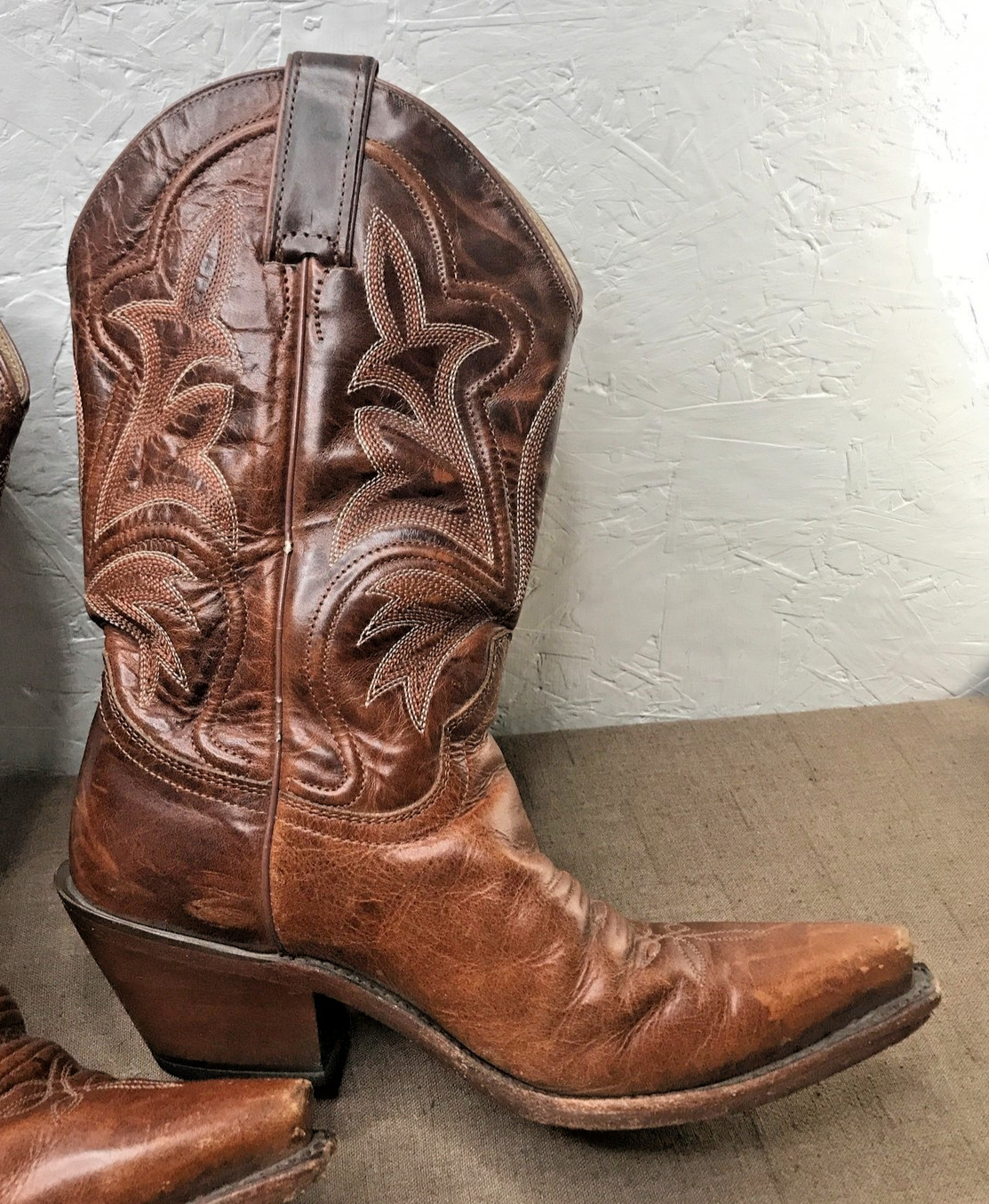 *Read Justin Saddle Torino Women’s 8B Snip Toe Cowboy Boots Brown Leather L4300