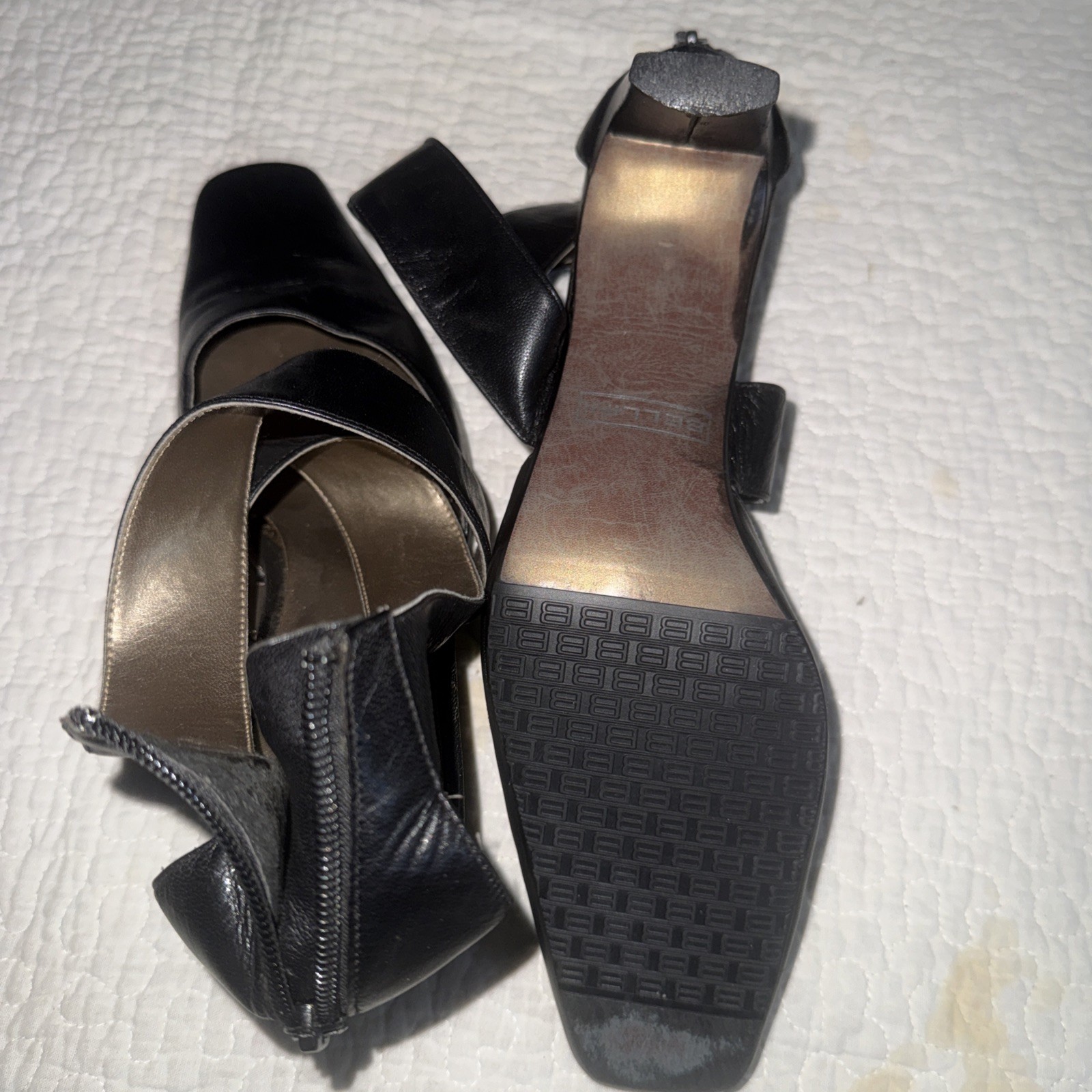bellini shoes Women’s Heel 3.5” Black Size 11M Straps Closed Toes Leather Upper