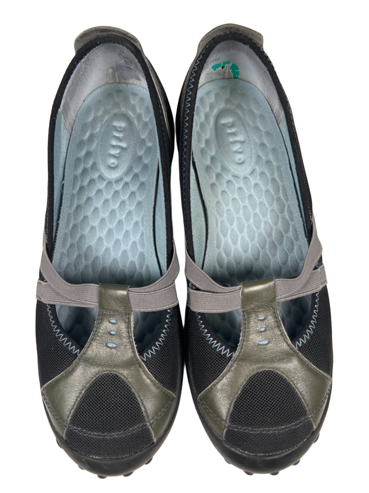 Privo By Clarks Women’s Gray Leather Strappy Slip On Mary Jane Comfort Flats – 8