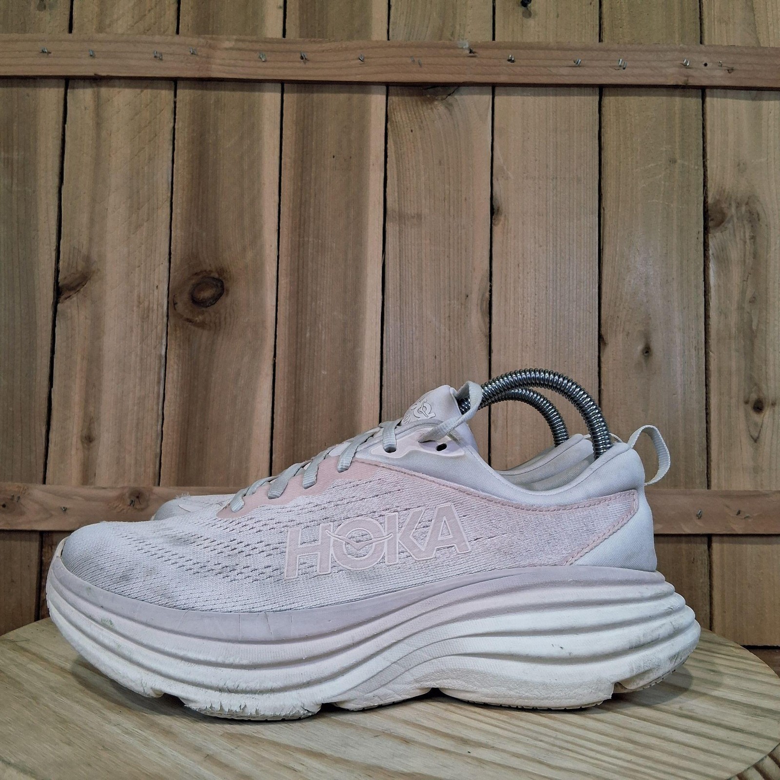 Hoka One One Bondi 8 Shoes Womens 7.5 B Pink Running Athletic Sneakers 1127952