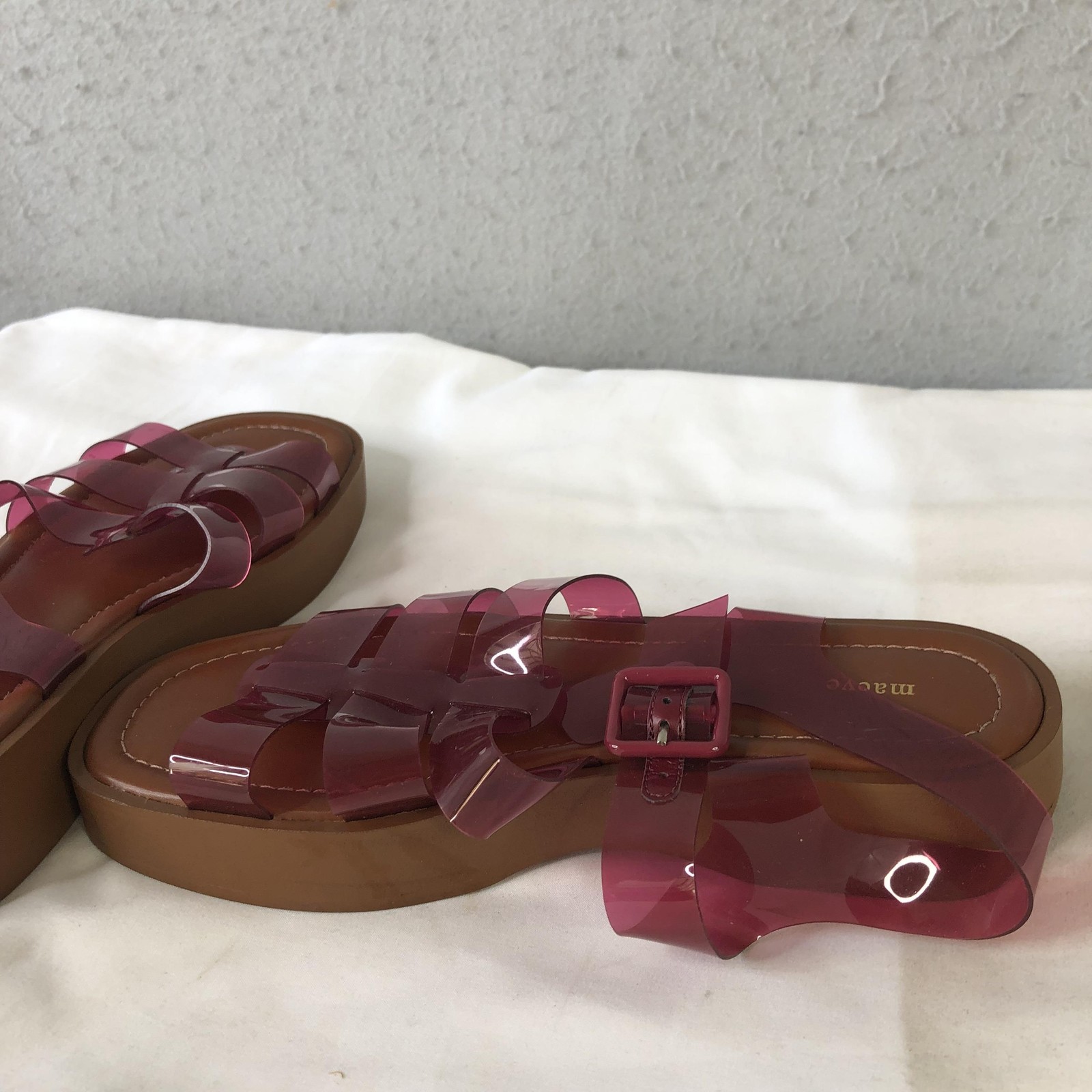 Maeve Shoes Womens Size 8.5 Pink Jelly Strappy Platform Sandals Fishermen Beach