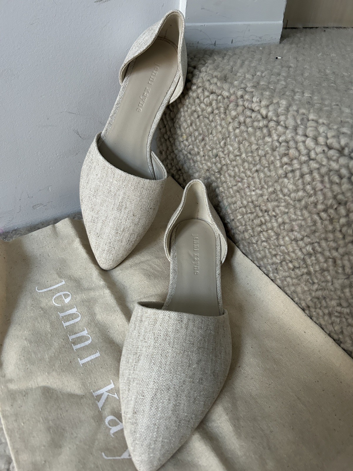 Jenni Kayne Linen D’Orsay Flats Wheat $385 Size 37 NEW