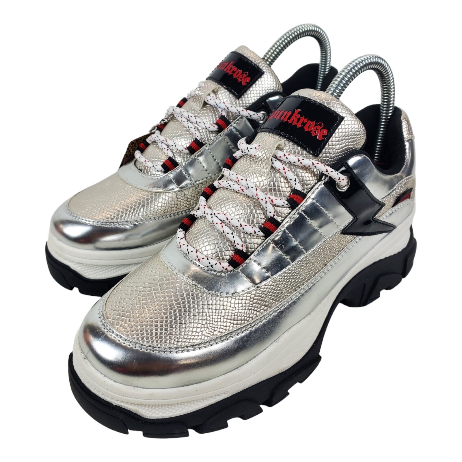 SKECHERS Shoes PUNKROSE Womens Silver Black Casual Platform Sneaker 148001