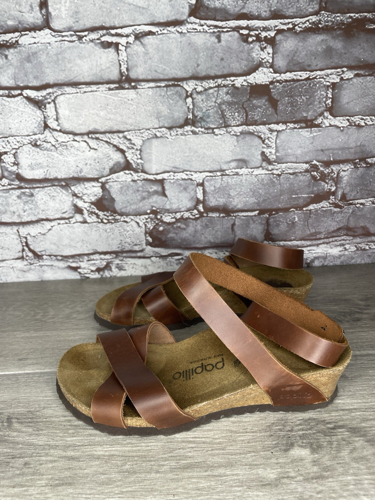 Papillio BIRKENSTOCK Lola Brown Leather Ankle Strap Sandals Women Sz 36EU/6M US