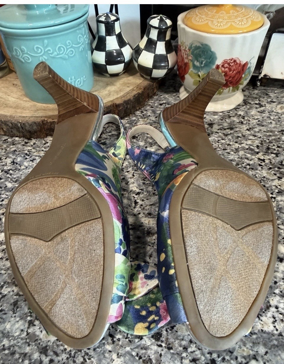 Adorable Vintage Naturalizer Floral Peep Toe Sling Back Size 8