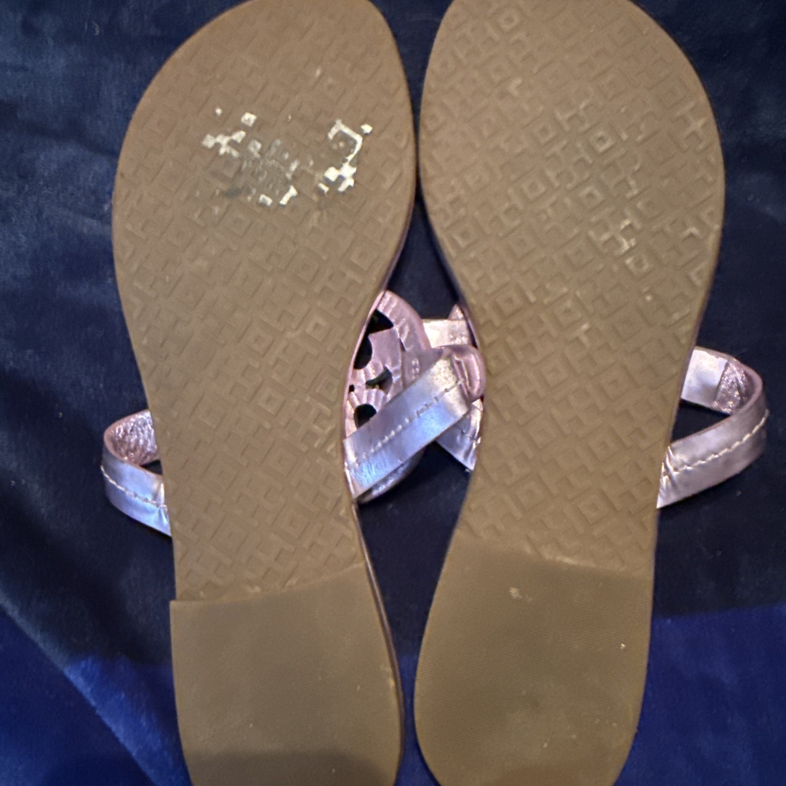 Tory Burch Miller Mirrored Lilac/Lavendar Leather Sandals Sz 6 M See pictures