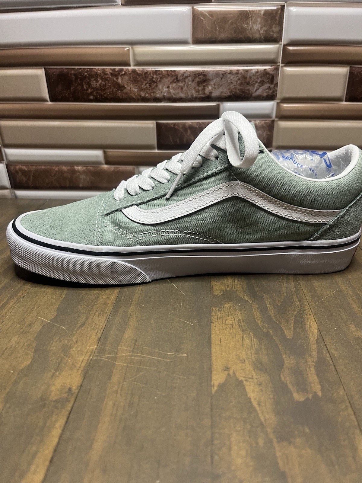 VANS Old Skool Shoe Size 9 Women Size 7.5 Men Mint Green Low Top Gently Used
