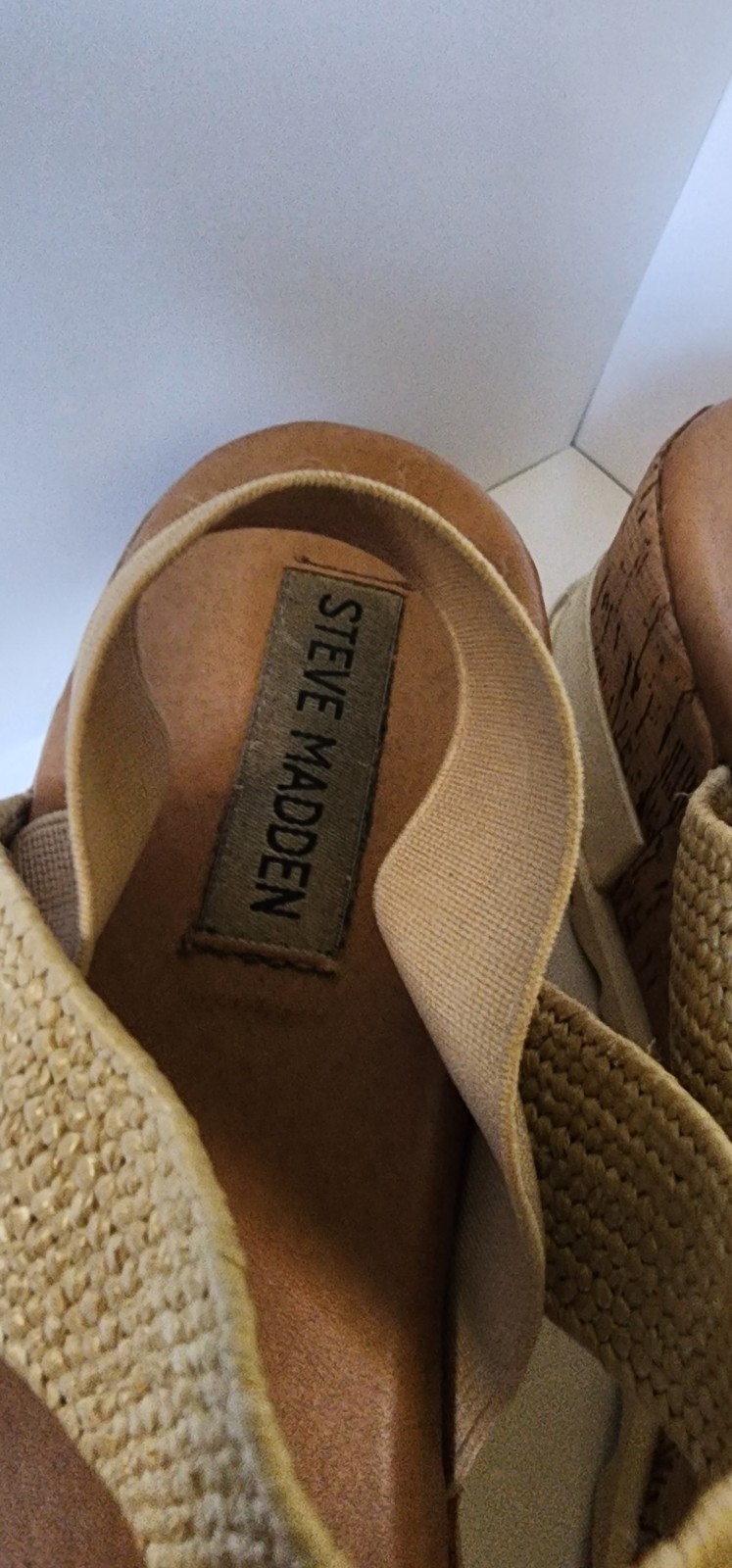 Steve Madden Wedge Sandal Beige And White Women’s Size 8M