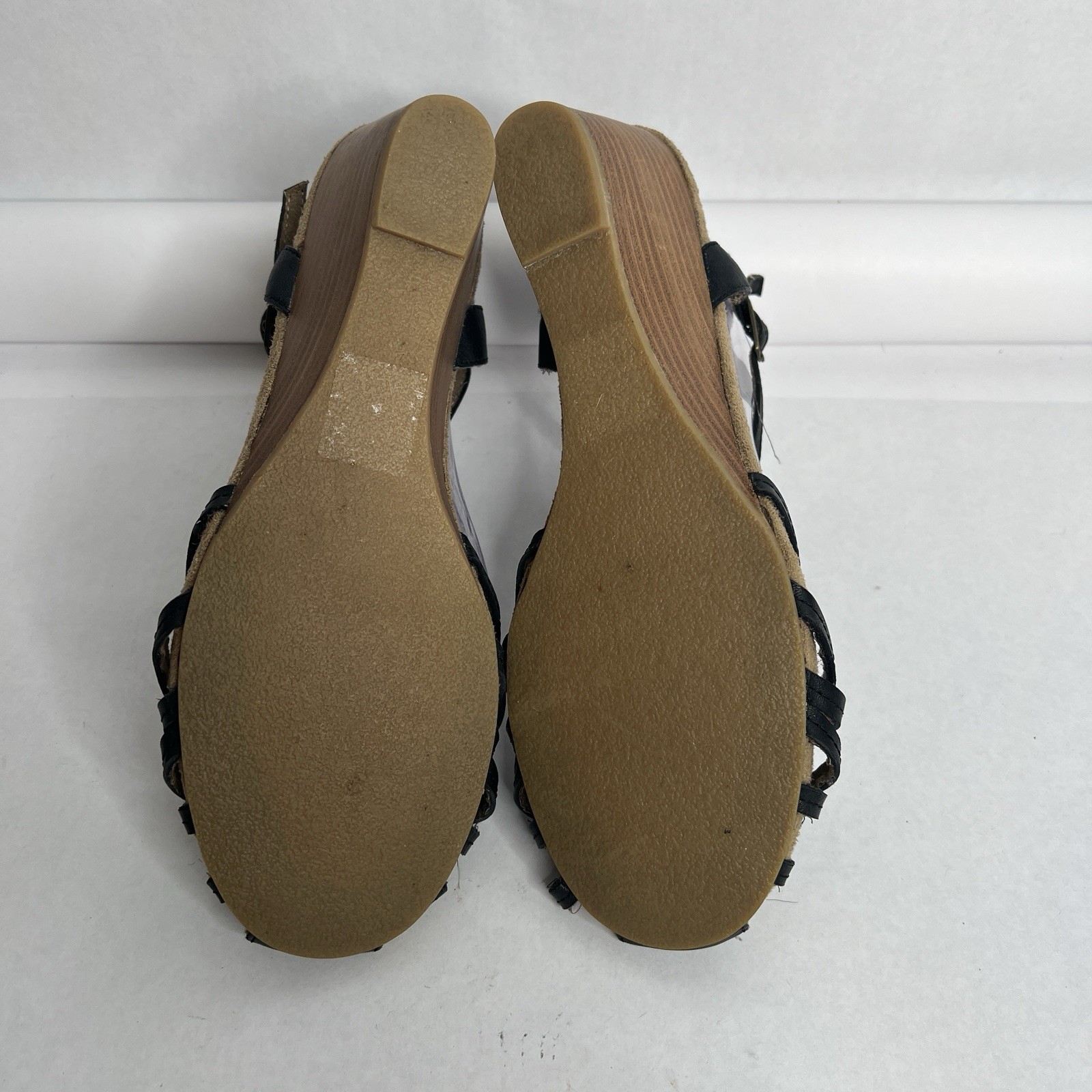 Nyla Leather Navy Dress Strappy Sandal Size 9 Woven Wedge Heel