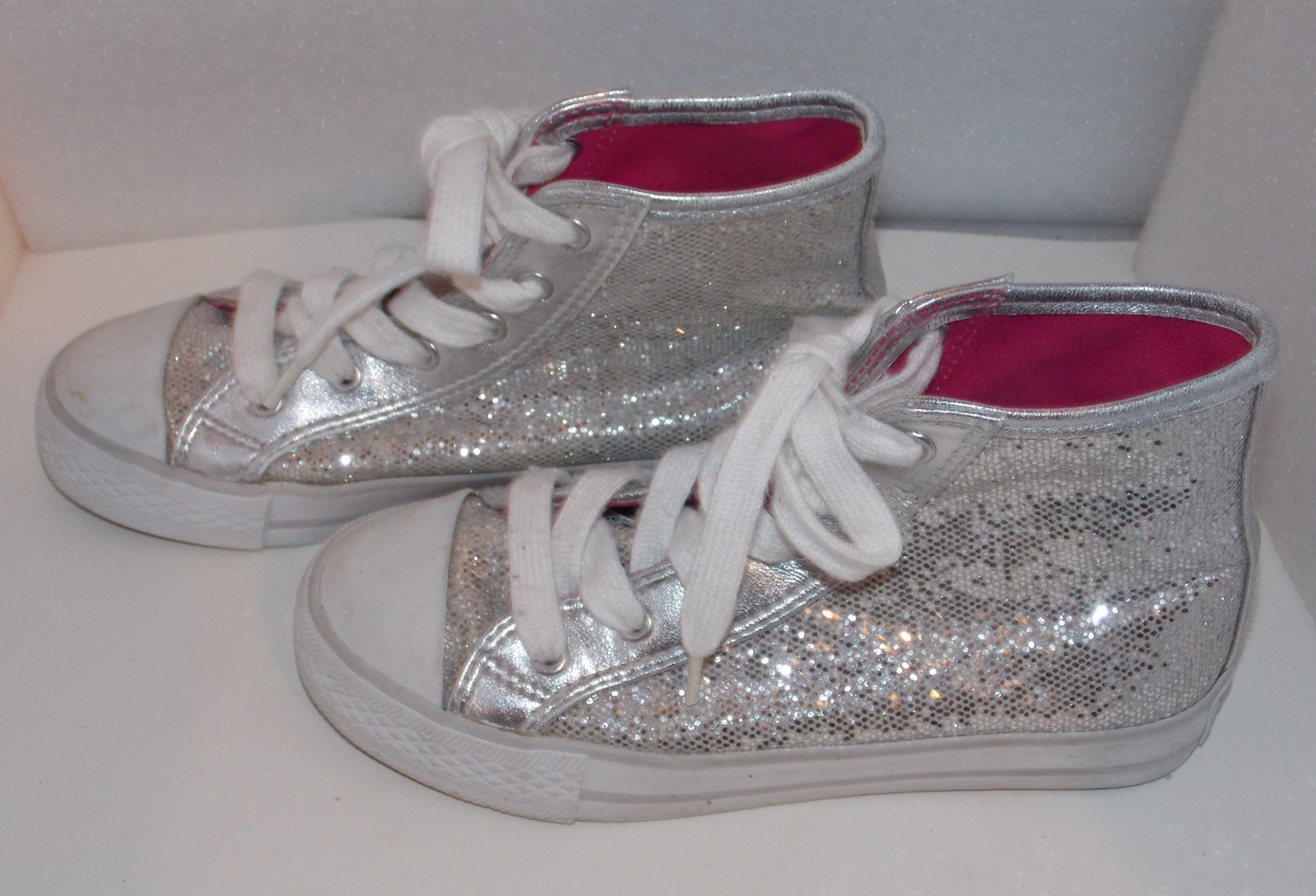GOTTA FLURT High Top Girls 1M HIP HOP SILVER SEQUINS DANCE SNEAKERS #CA-HIDISCO