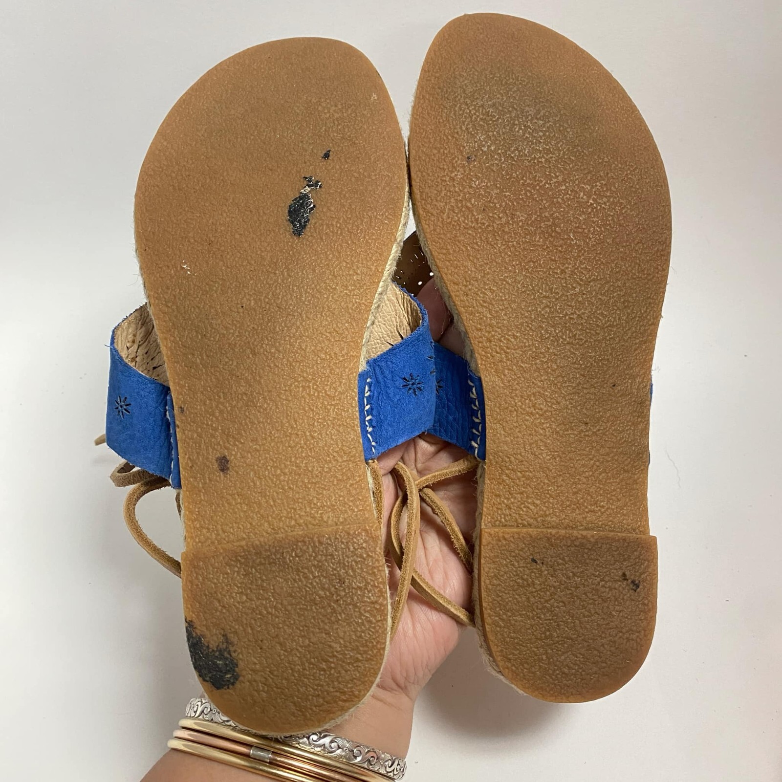 KOOLABURRA Kanita Laser Cutout Thong Sandals Blue EUR 36-37 US 6
