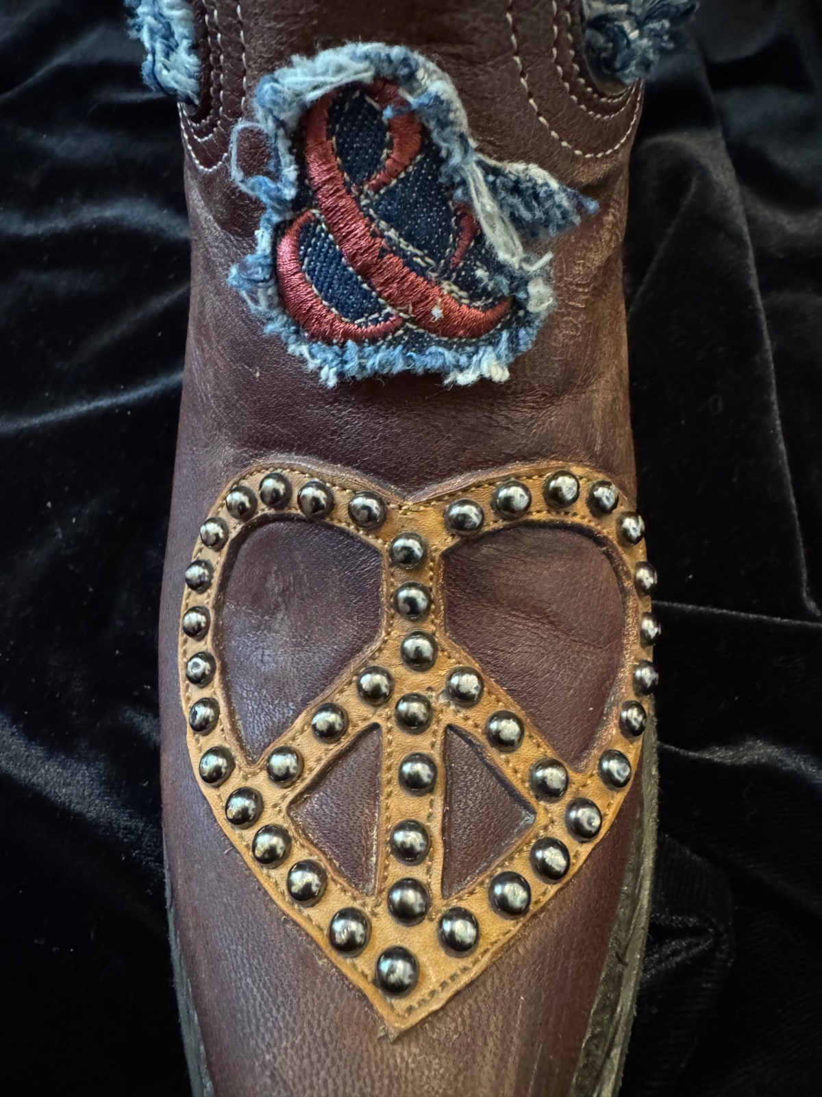 Old Gringo Love & Peace Short Western Boots Women Sz 7 B Brown White Cowboy
