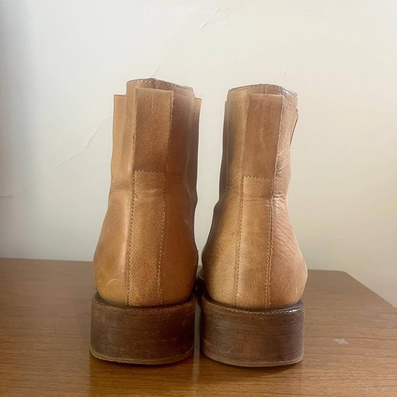Either/Or Chelsea Ankle Boots Sz 8 Tan Leather Pointed Toe Boho Western Capsule