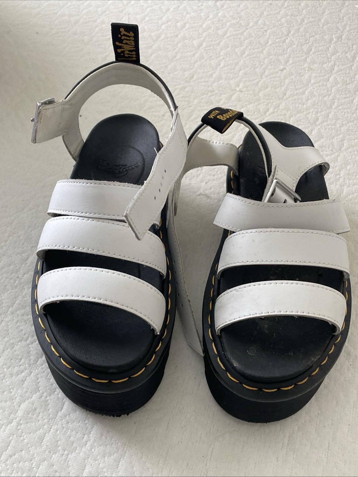 Dr Martens Blaire Quad White Hydro Leather Platform Sandals Strappy Women US 7