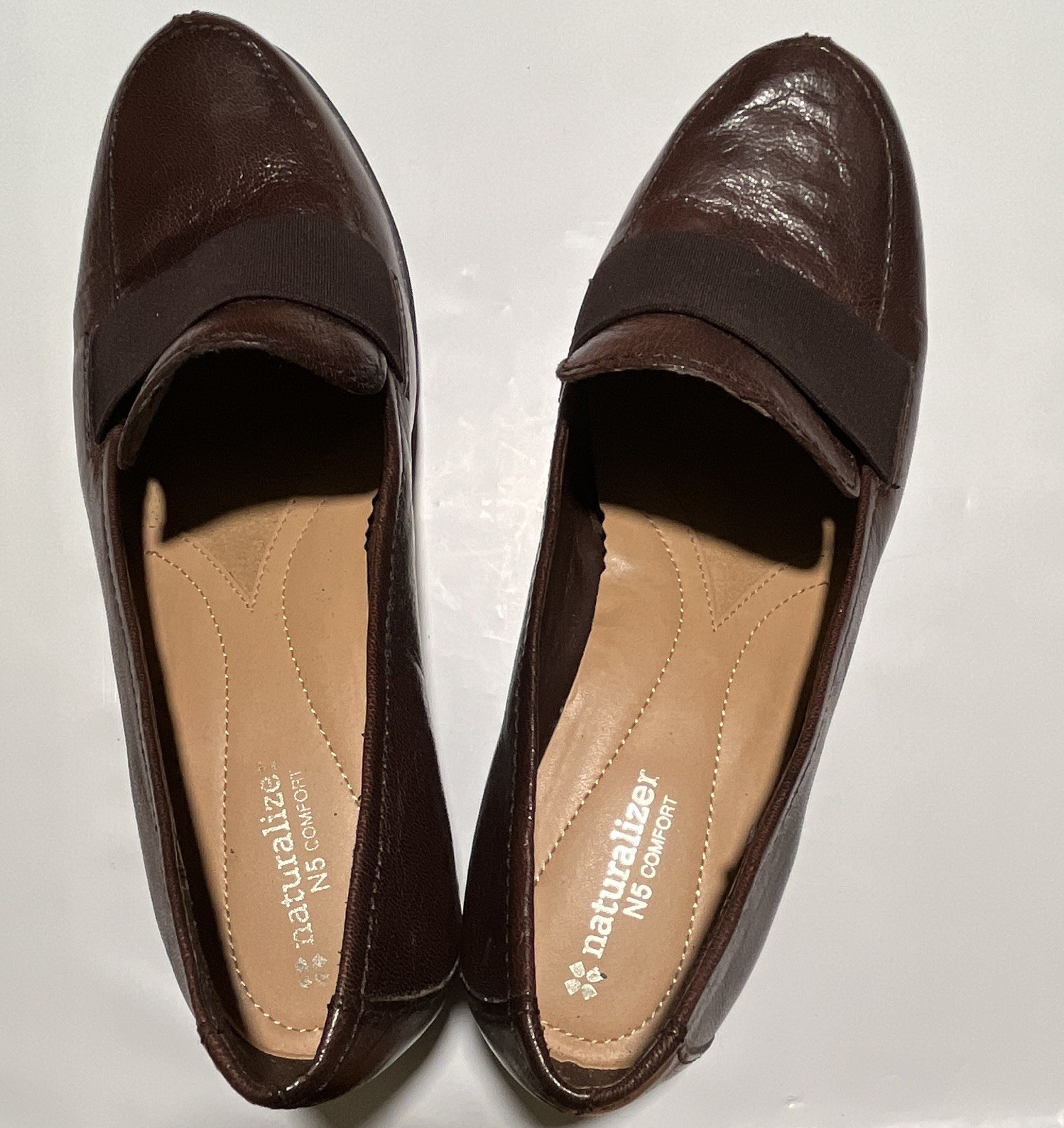 Naturalizer Ashlyn N5 Comfort Brown Leather Wedge Loafers Slip On 8W