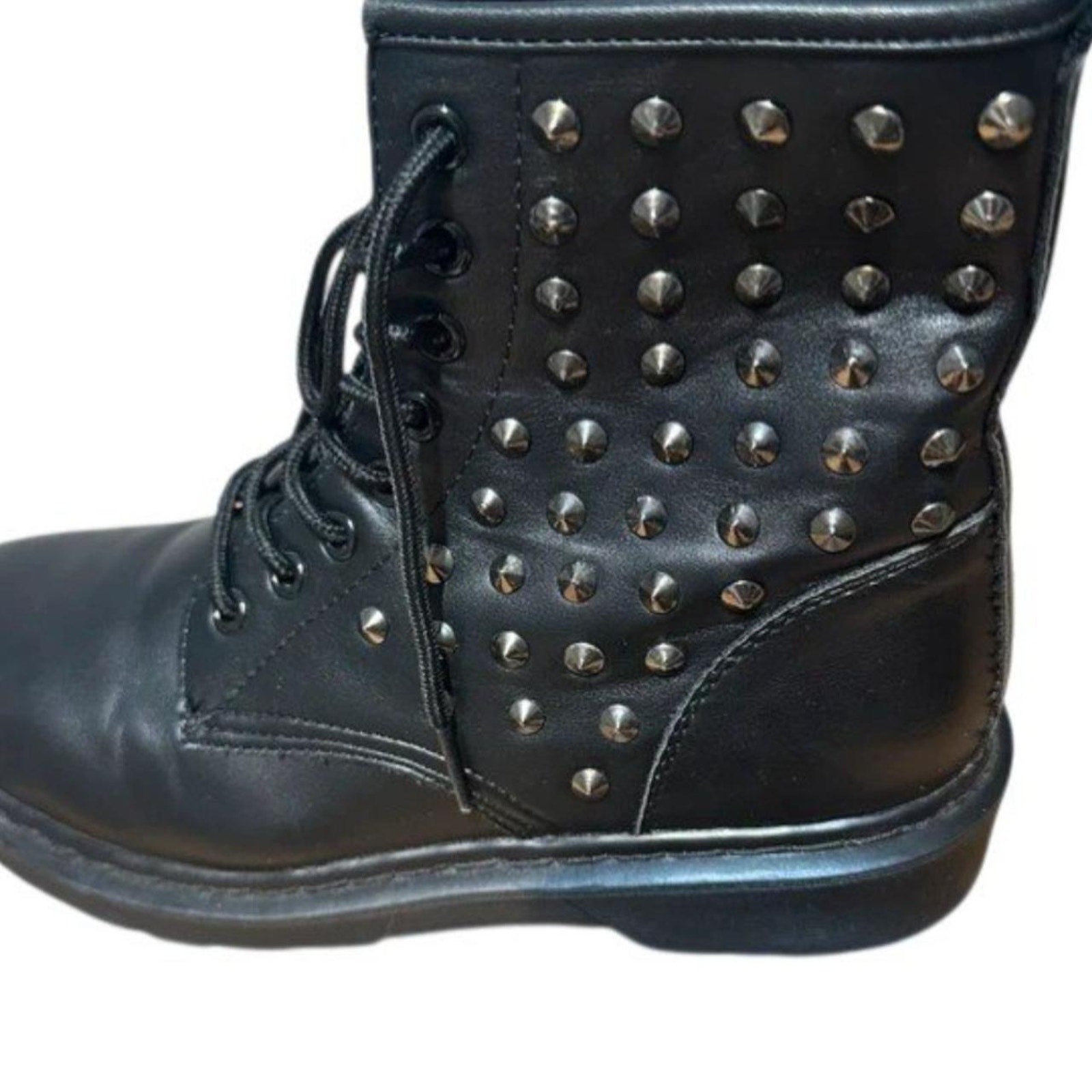 Vintage Black Studded Combat Boots Rockstar Girlfriend Indie Sleaze Archive Core