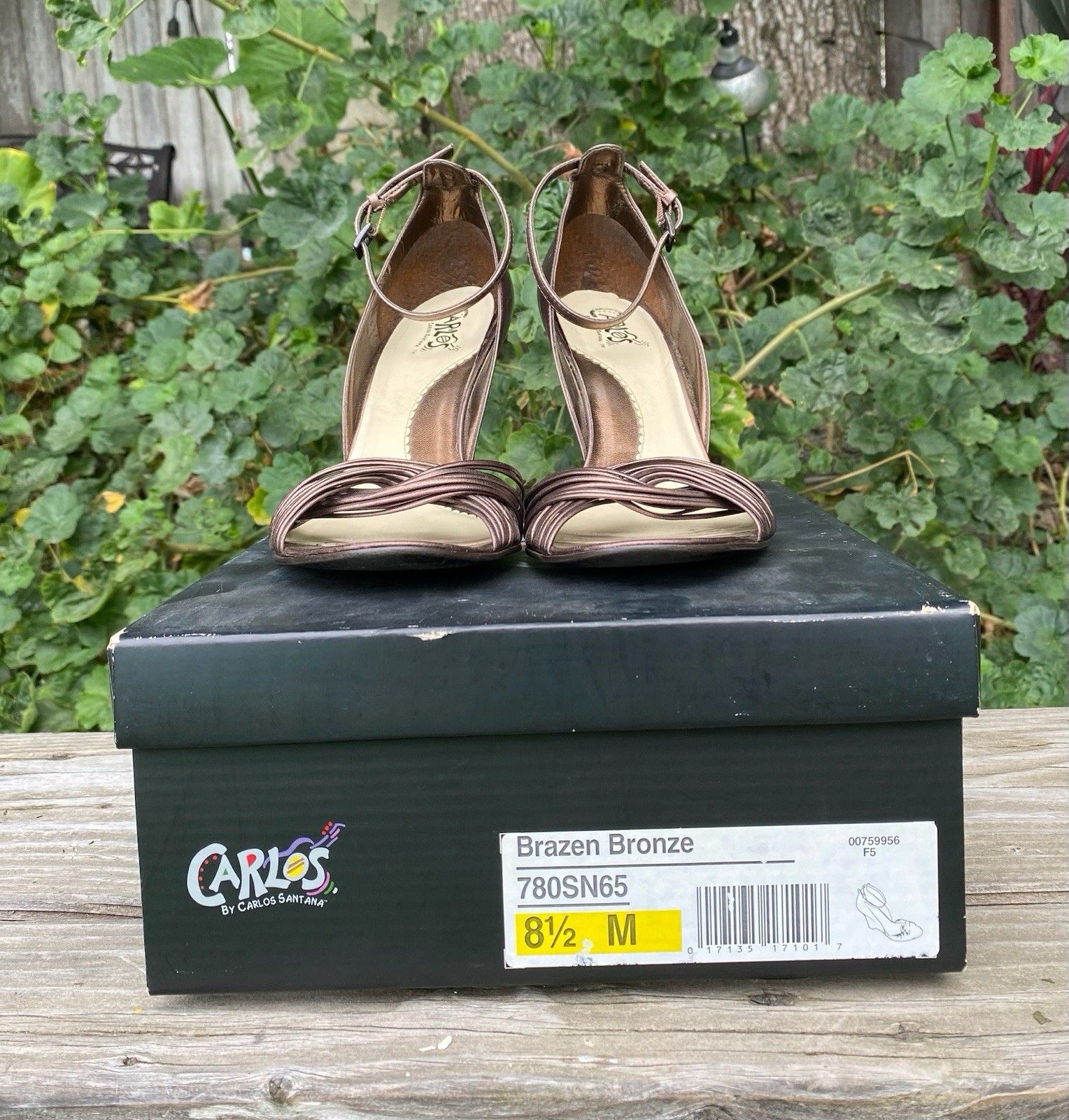 Carlos By Carlos Santana Strappy Brazen Bronze Leather Heels Brazil Women’s 8.5