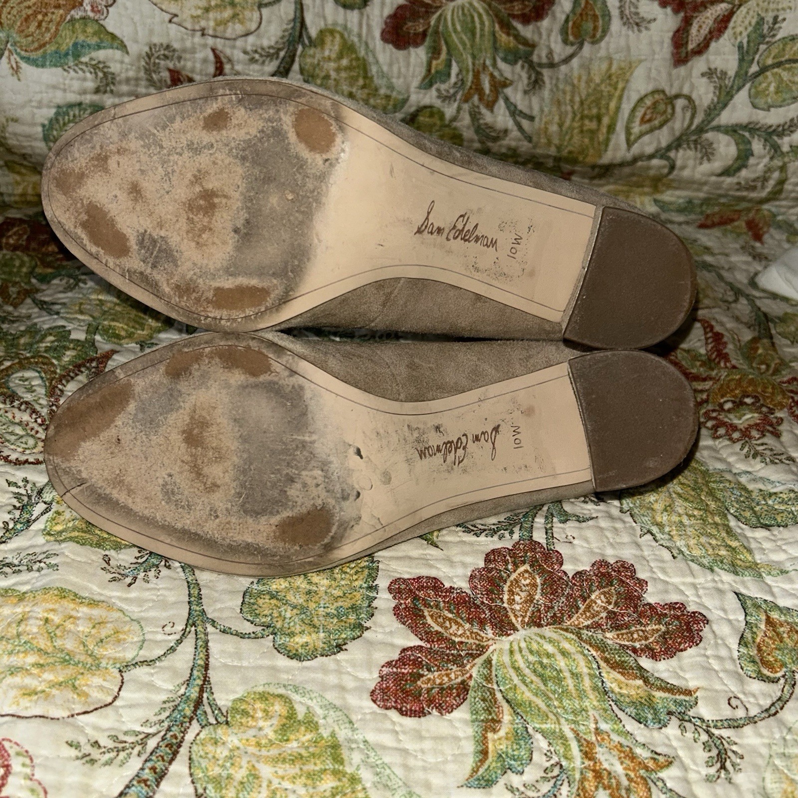 Sam Edelman JUNIE Oatmeal Suede Leather Block 3.25″ High Heel Size 10W