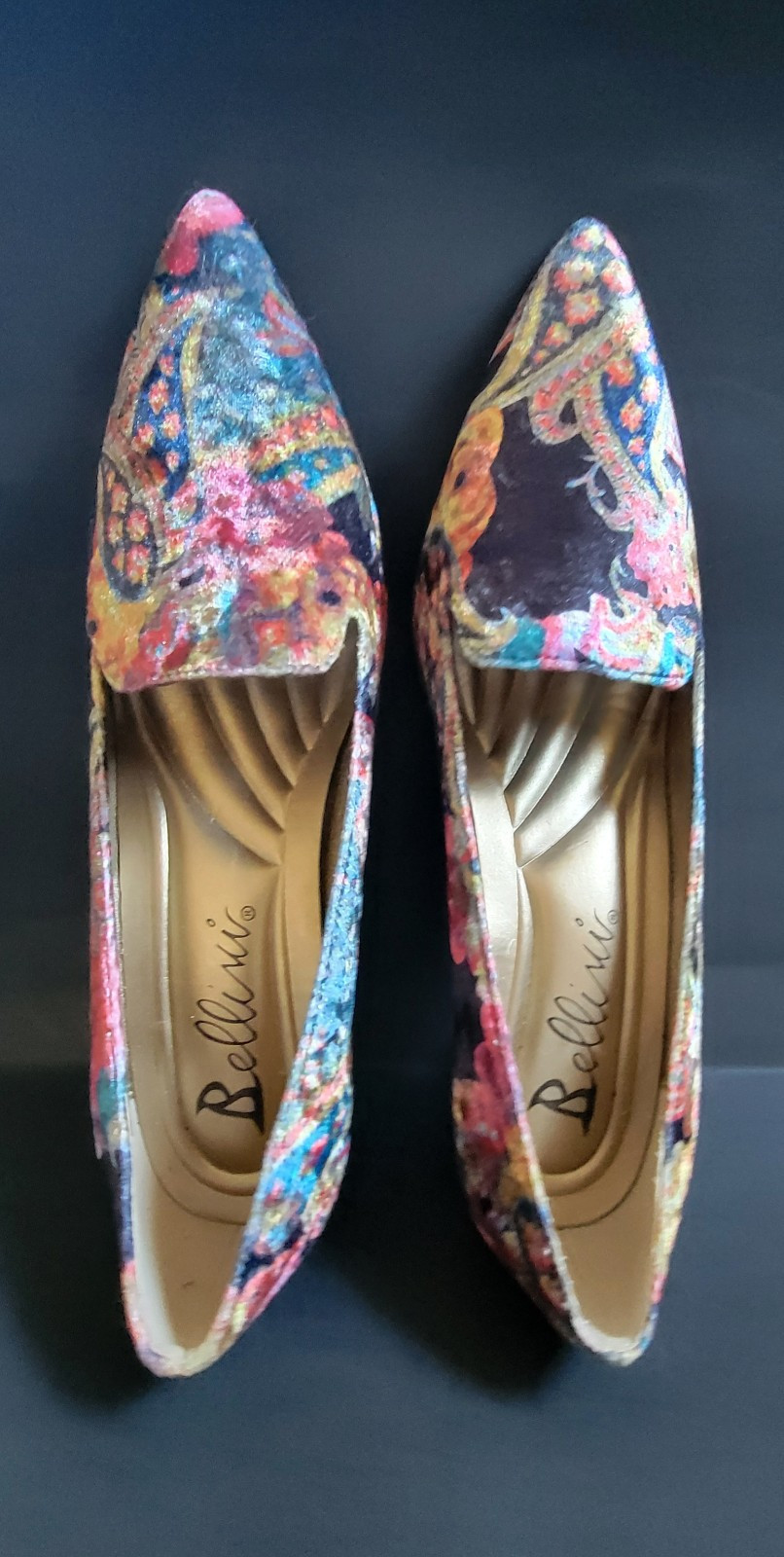 Bellini Women’s Bobcat Multi-colored Velvet Pump Heels Shoes – Sz 8.5