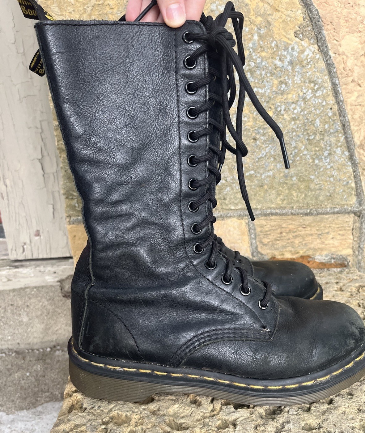 Dr. Martens Combat Boot Womens Size 7 Black 1B99 14-Eye Lace Up Leather