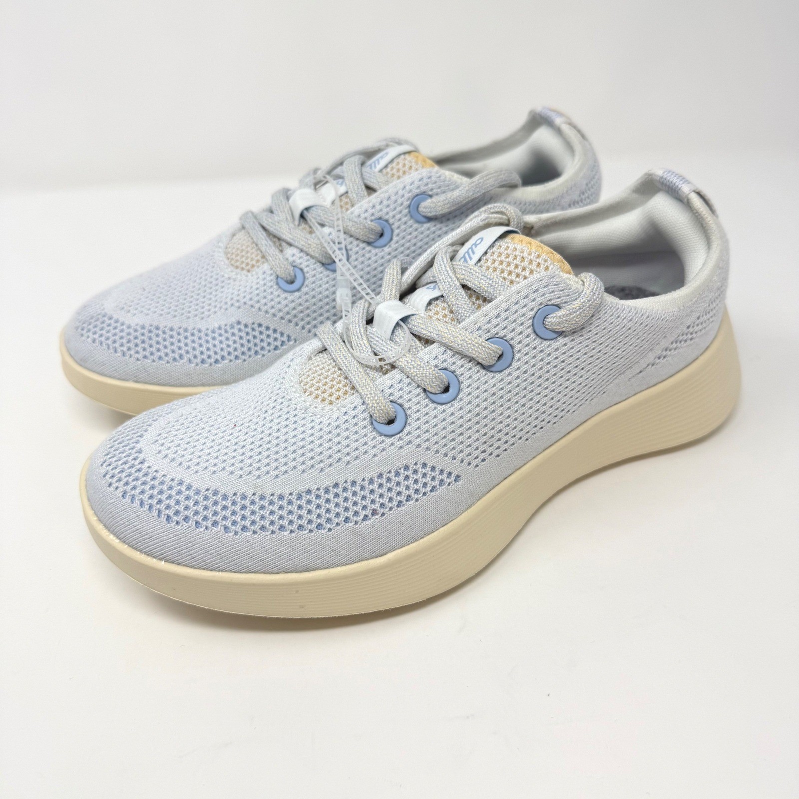 Allbirds Tree Glider Womens 7.5 Light Blue Tan Sustainable Knit Sneakers NEW