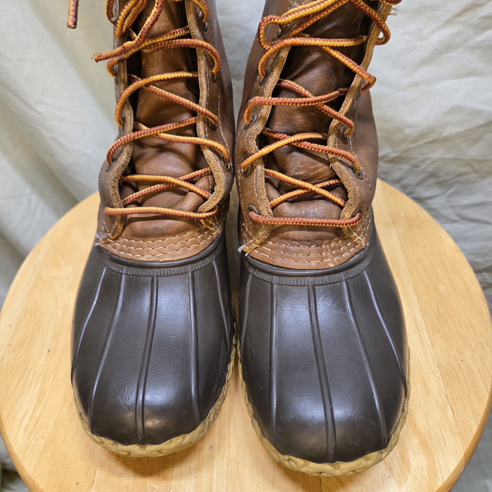 VINTAGE LL Bean Duck Boots Made In USA Rubber/Leather Lace Up Size 7M Hunting!
