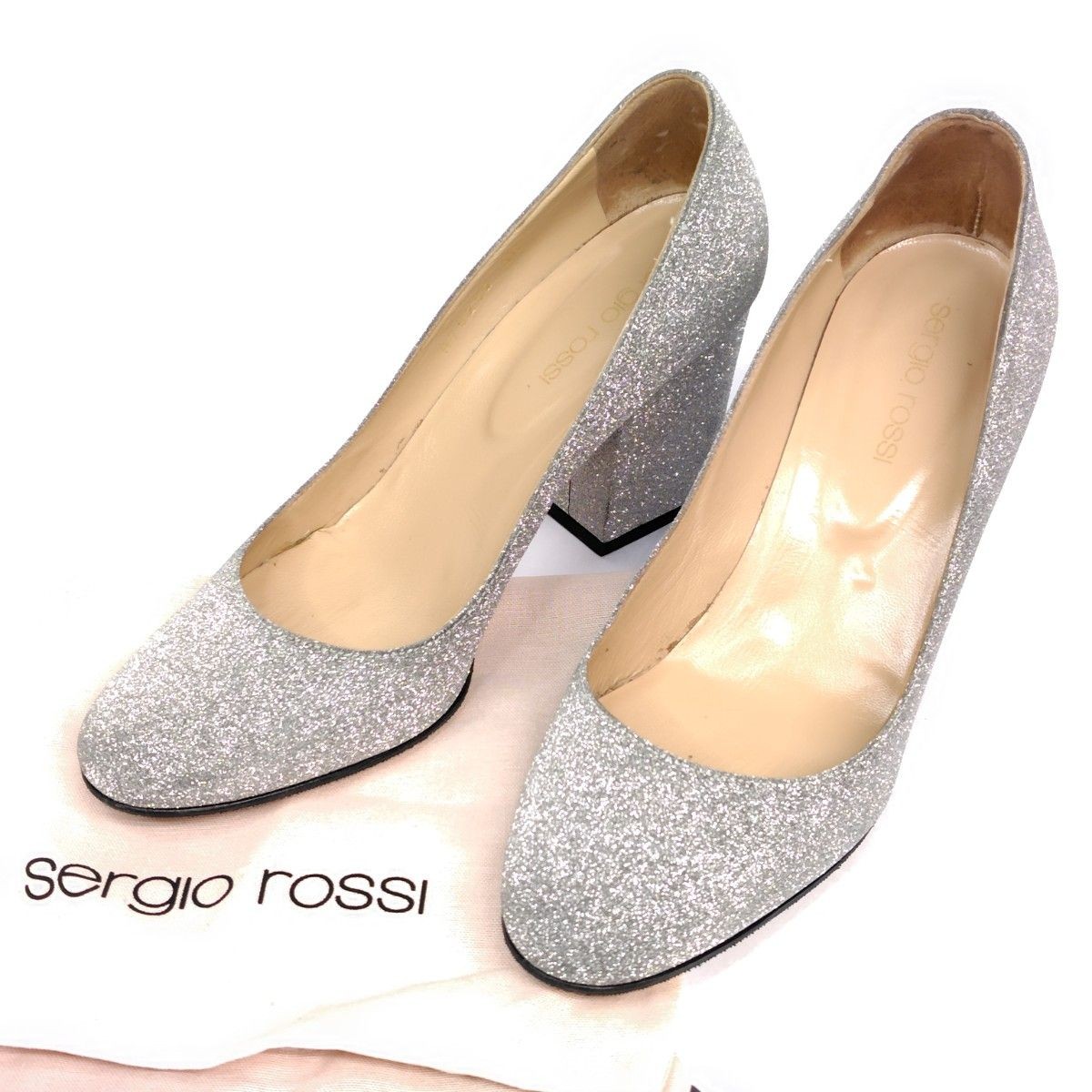 Sergio Rossi Pumps Shiny Glitter Silver Women’s Size EU36/US6
