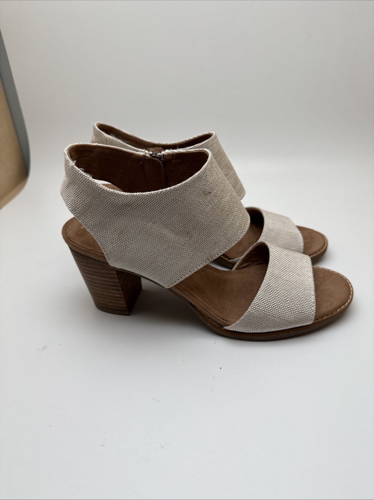 Toms Majorca City Strappy Sandal 10M Beige 3.5” Block Heel