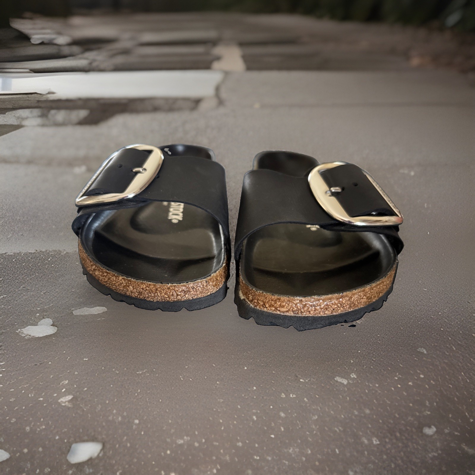 Birkenstock Madrid Big Buckle Black, Oiled Leather Sandals EU39 /US 8+ Narrow