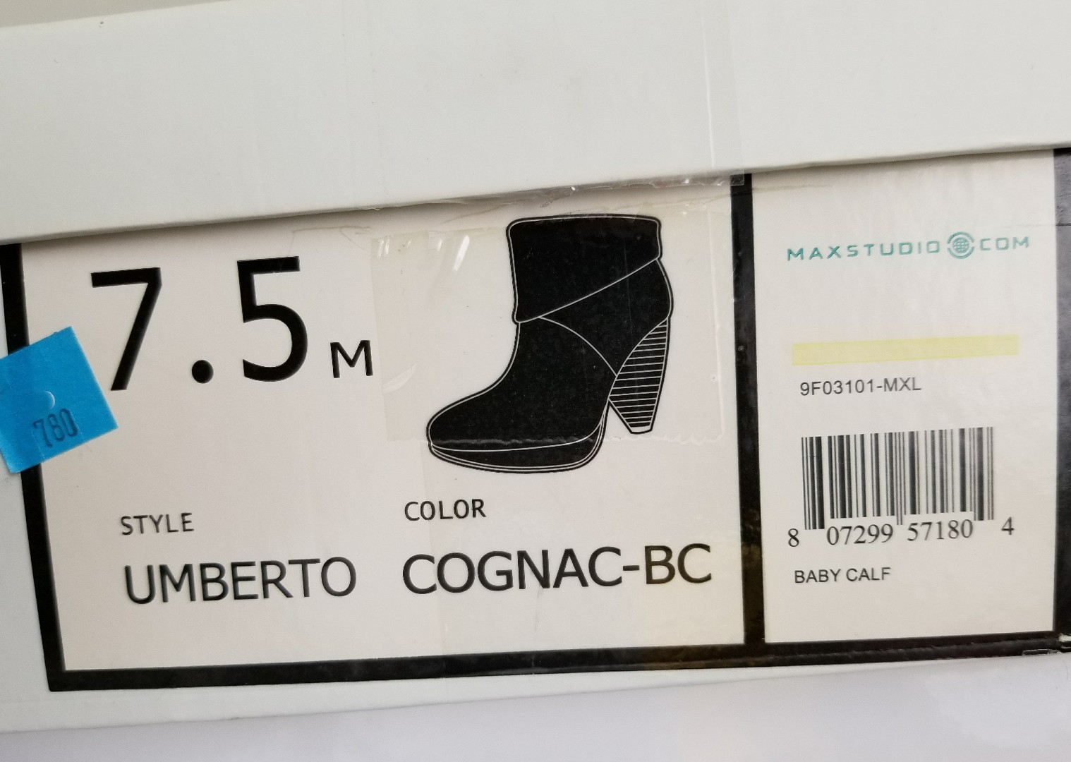 MAX STUDIO UMBERTO COGNAC Leather Unique Heel Ankle Boots US 7.5 I LOVE SHOES