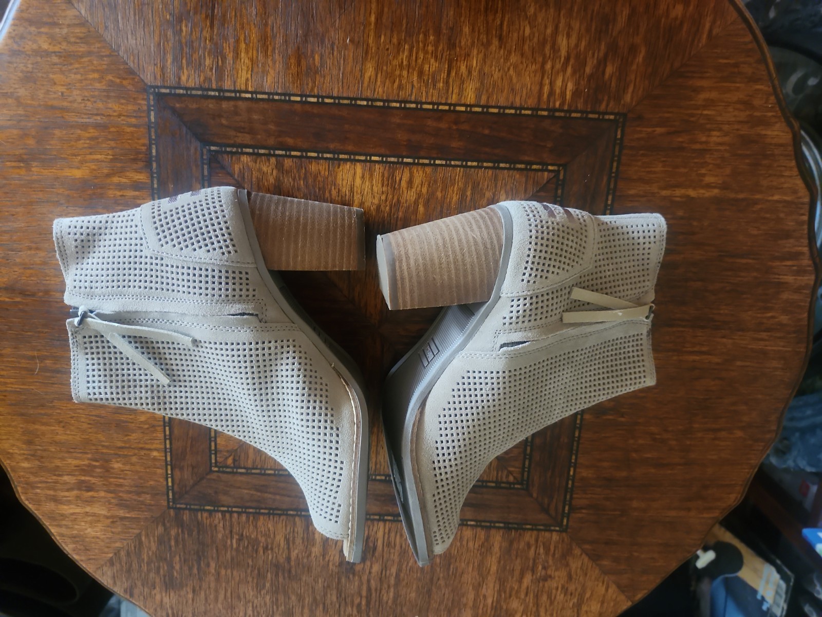 Toms Majorca Peep Toe Perforated Heel Ankle Shoes 7.5