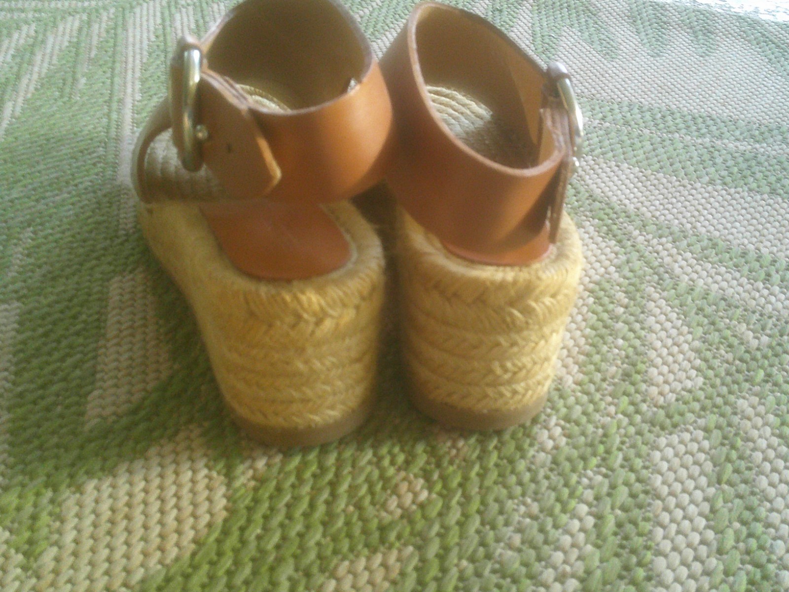 Rag & Bone Tan Leather Calla Espadrille Sandals O-ring Buckle 37.5 US 7.5 NWOB