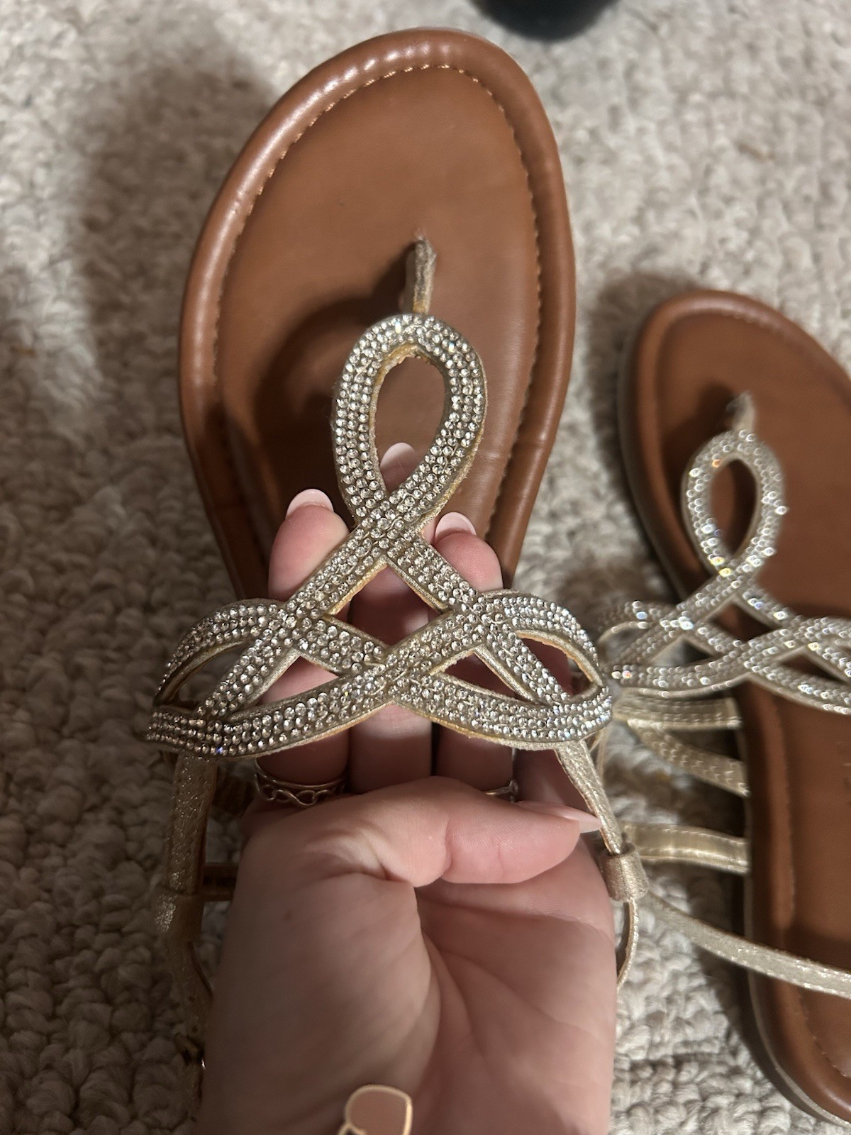 KELLY & KATIE Womens’ Gold Braided Sandals Shoes Size 8