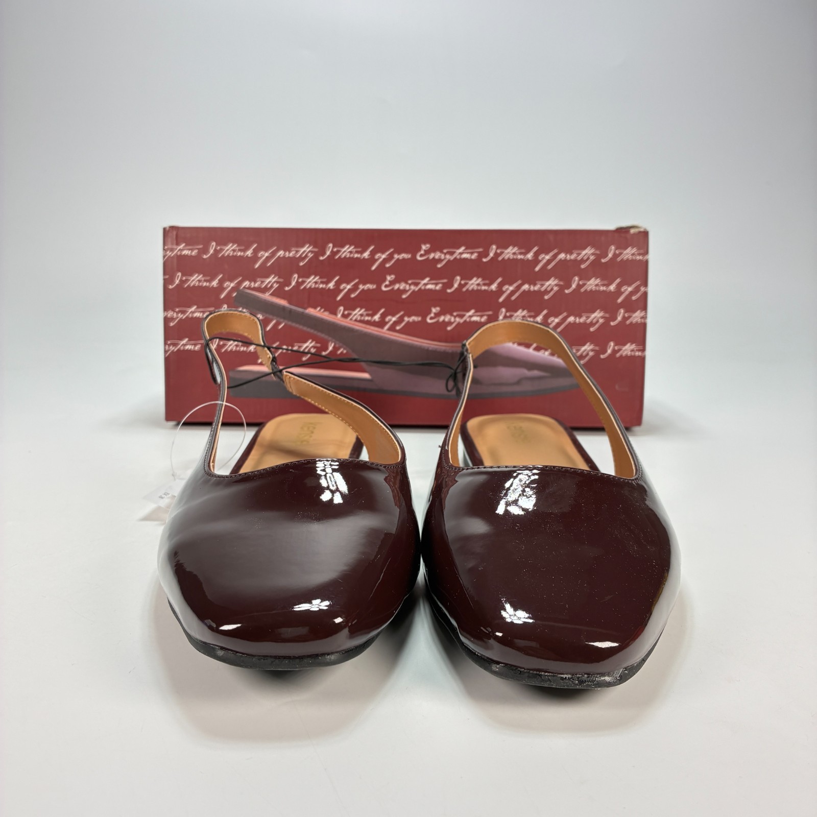 Kensie Felice Red Shiny Patent Slingback Flat Sandals KS252491 Women’s Size 11