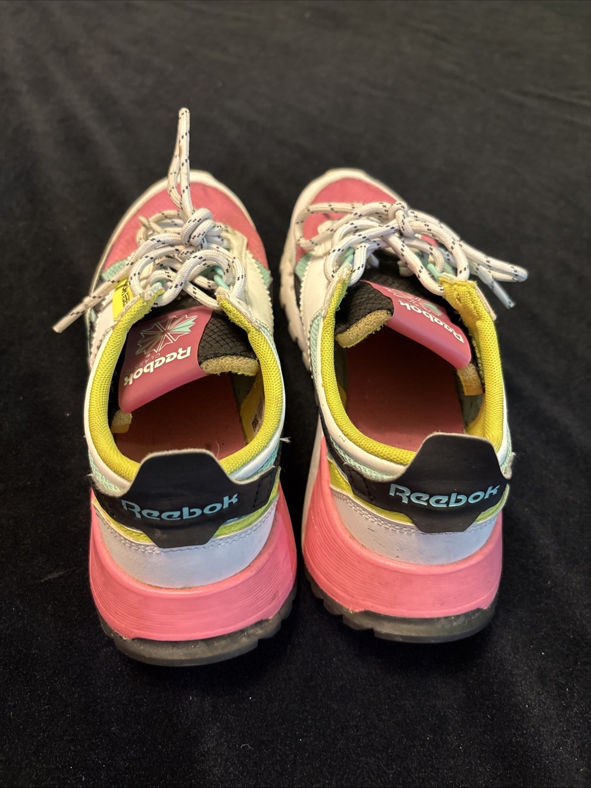 Reebok Legacy Running Shoes White Pink Green Black US Size 8