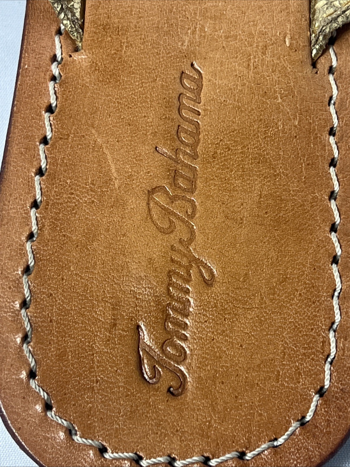 Tommy Bahama Sandals Beaded Blue & Gold Starfish Nautical Flip Flops Sz 9